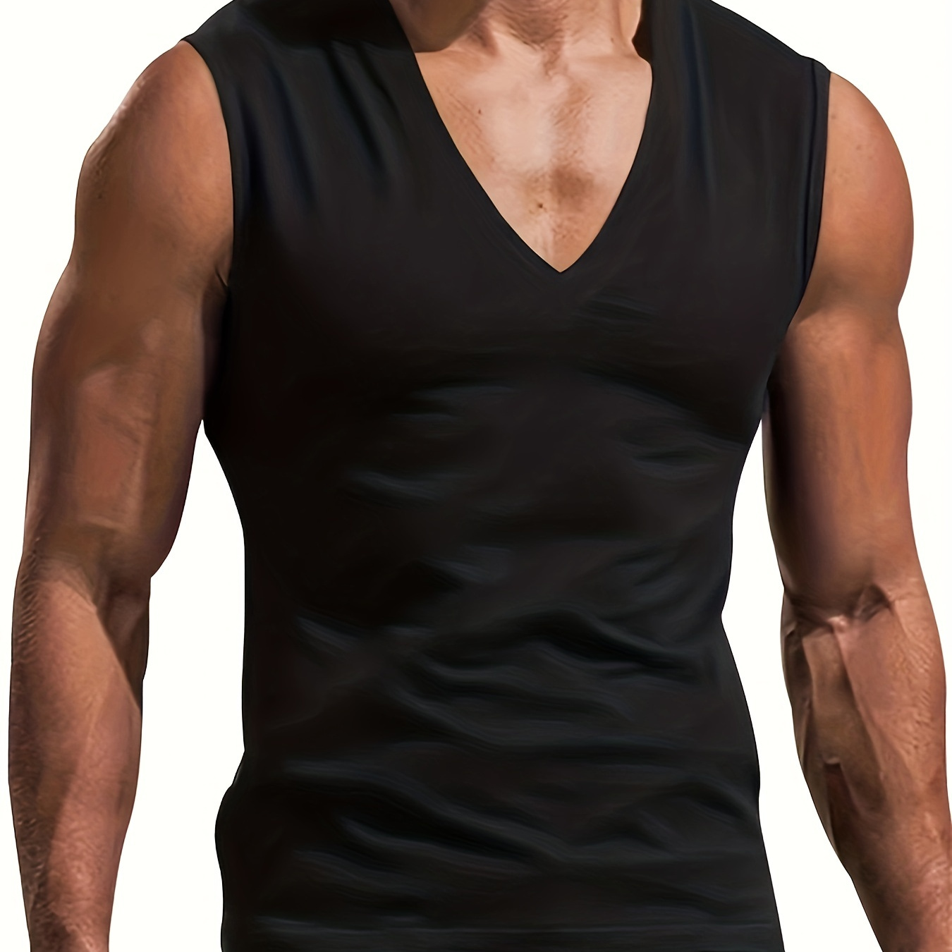 

Men Solid Color V Neck Tank Tops Summer Mens Clothing Gym Bodybuilding Training Fitness Sleeveless Muscle T Shirts Slim Fit Workout Vest Tshirt Top