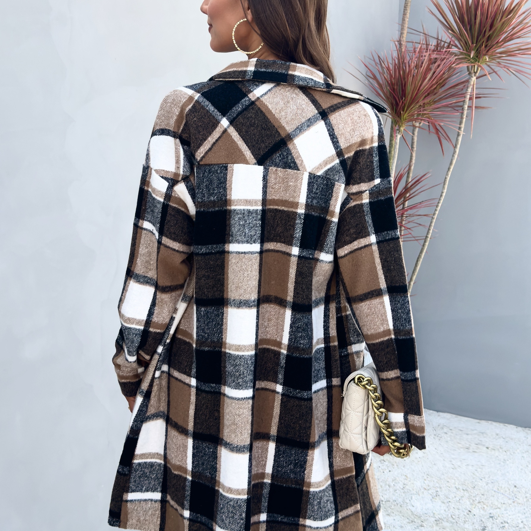 

Women's Plaid Long Sleeve Button Down Shirts Coats