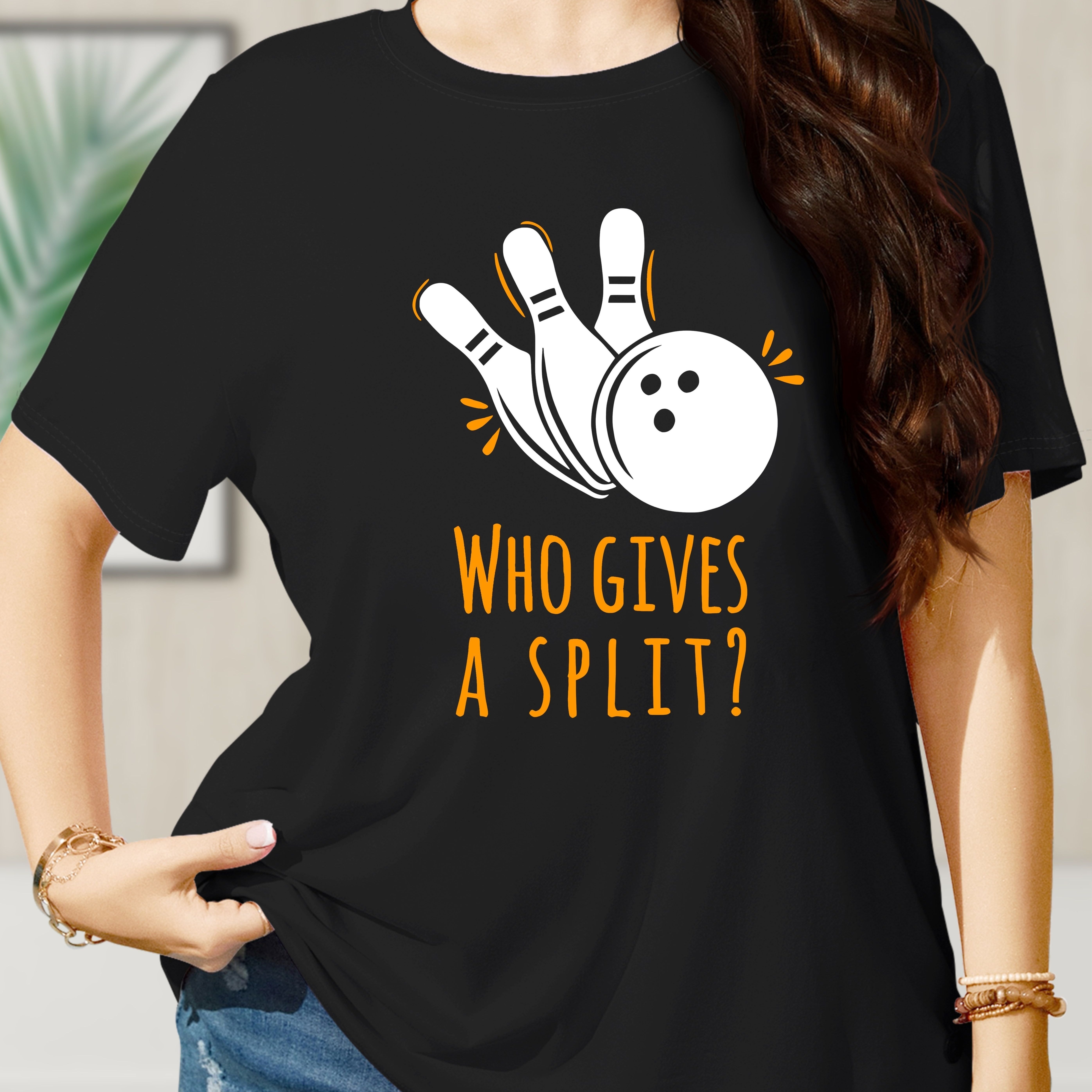 

Women's Casual Sports T-shirt, Fashion Cartoon Bowling Print, Round Neck, Short Sleeve, Women's Clothing