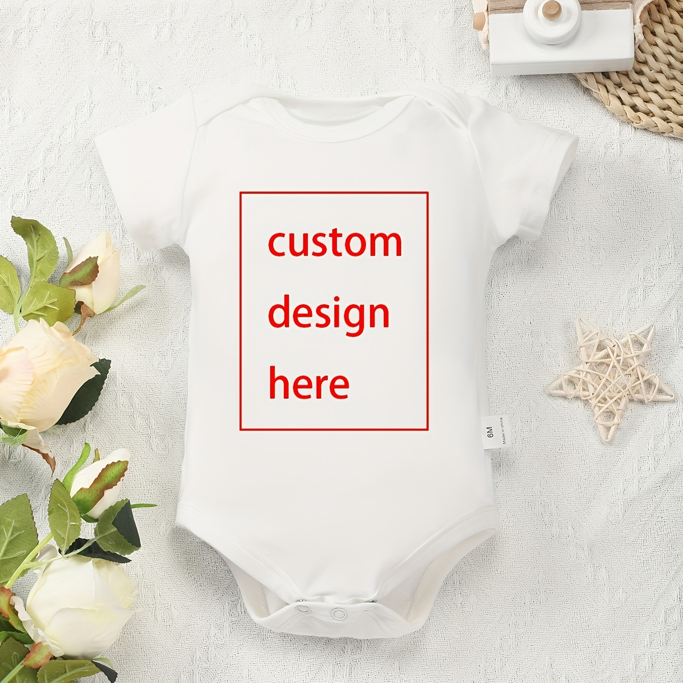 

Customized Text Print Baby Boys & Girls Personalized Cotton Bodysuit Onesie, Cozy Short Sleeve Jumpsuit Romper Top Birthday Gifts