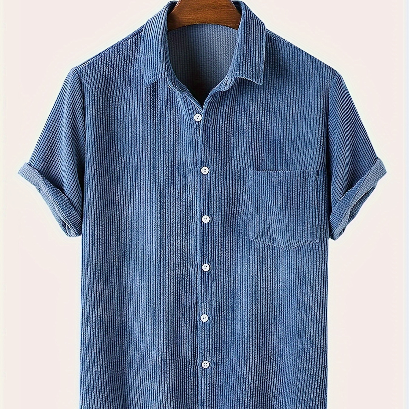 

Plus Size Men's Solid Short Sleeve Shirt For Summer, Men's Clothing
