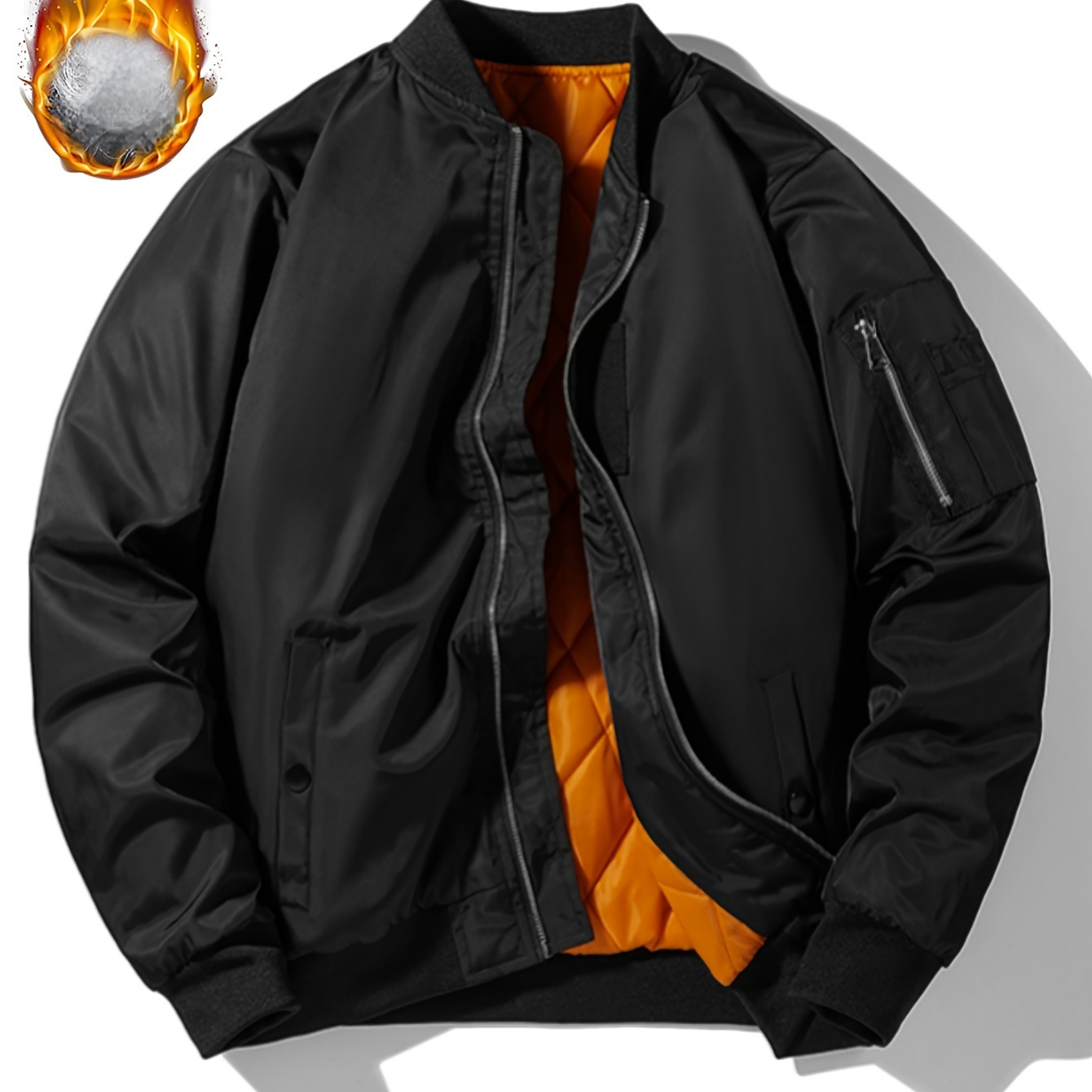 

Veste d' d'hiver vintage pour homme - Blouson rembourré % polyester avec col baseball, tissu non extensible, couleur unie avec détails zippés, coupe standard, rembourrage en fibre de polyester tissé