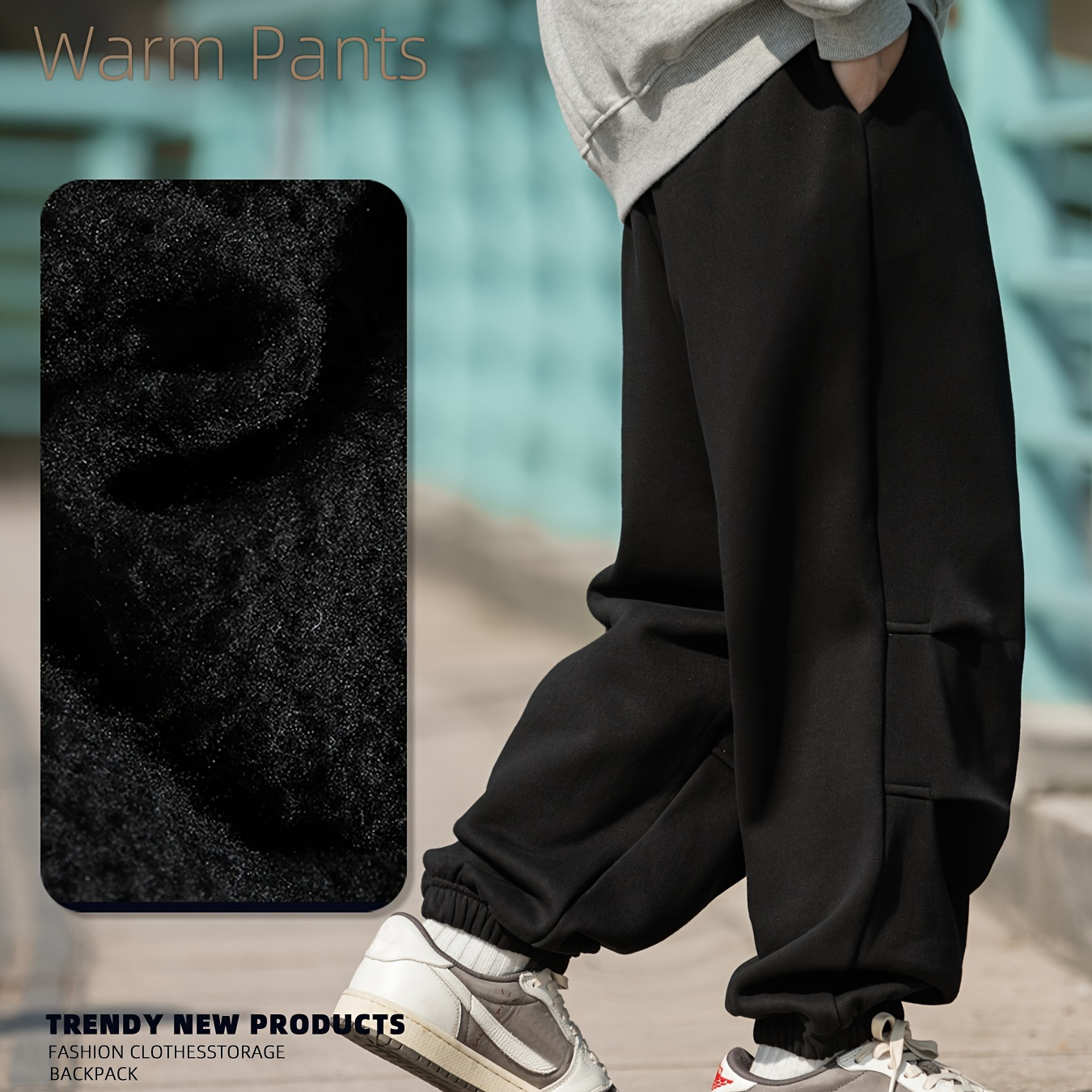 Men's Casual Polar Fleece Joggers, Warm Thick Sports Pants For Fall Winter