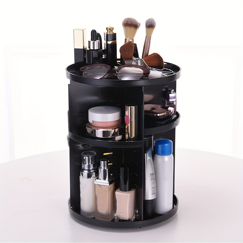 1pc 360 Rotating DIY Adjustable Spinning Holder, Foldable Cosmetic Storage  Display Box, Large Capacity Make Up Caddy Shelf, Fits Countertop Vanity And