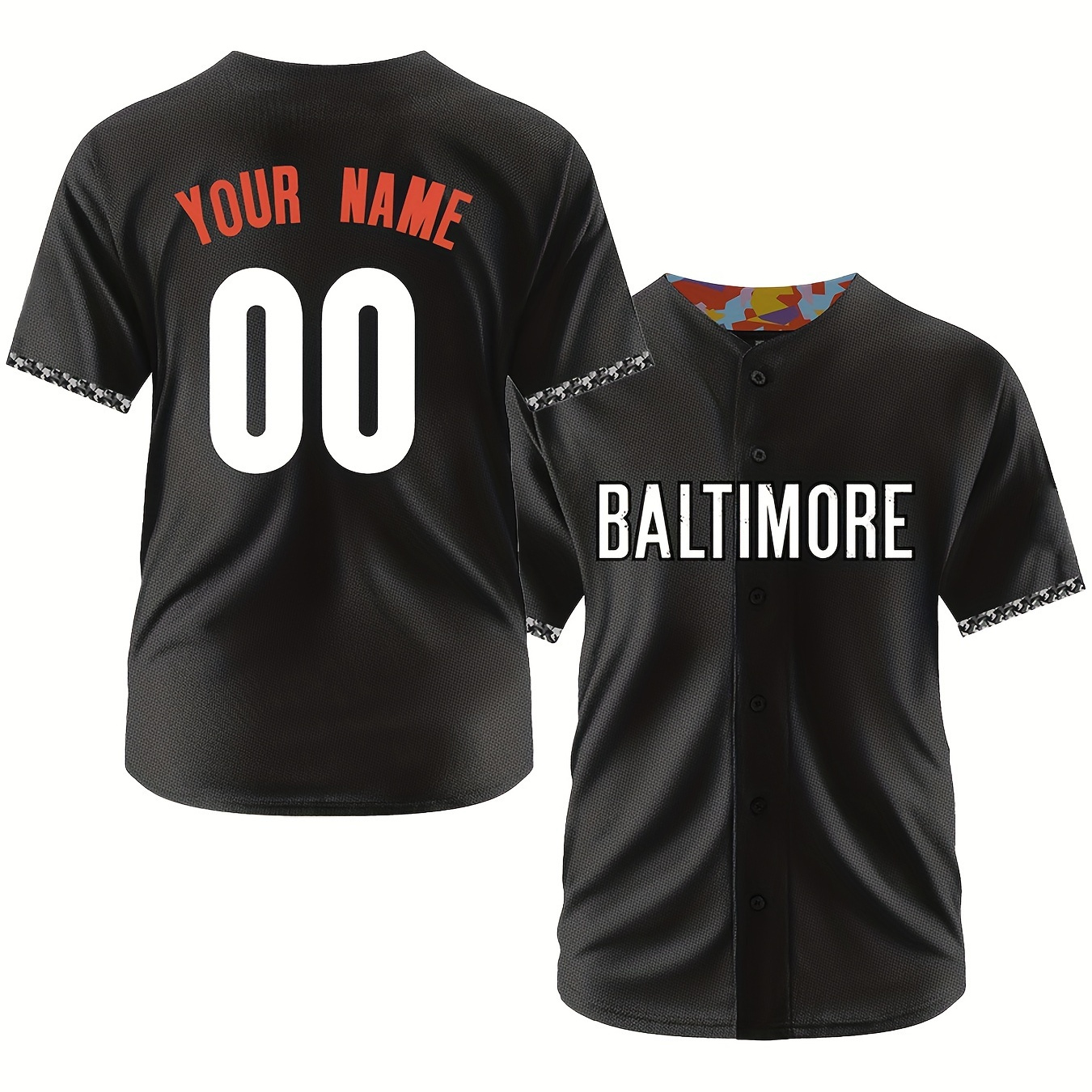 

Customized Name And Number Design, Men's Baltimore Embroidery Design Short Sleeve Loose Breathable V-neck Baseball Jersey, Sports Shirt For Team Training