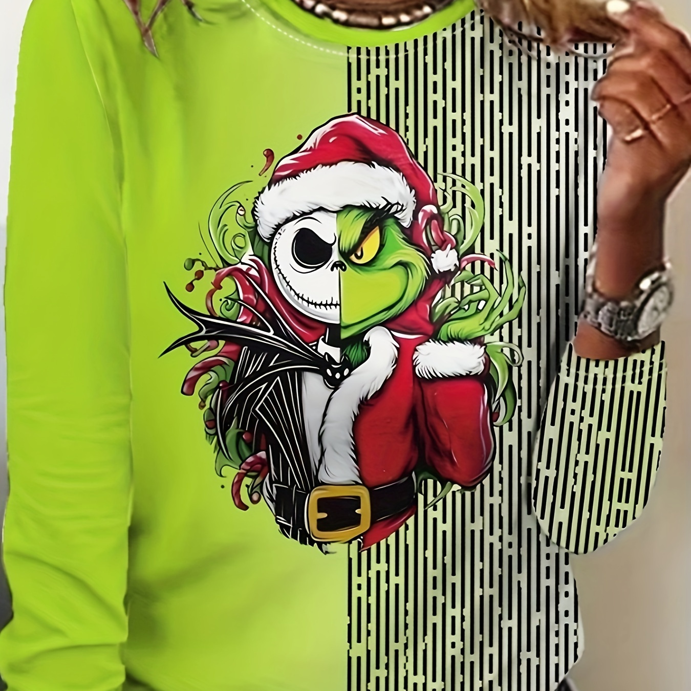 

Christmas Print T-shirt, Casual Long Sleeve T-shirt For Spring & Fall, Women's Clothing