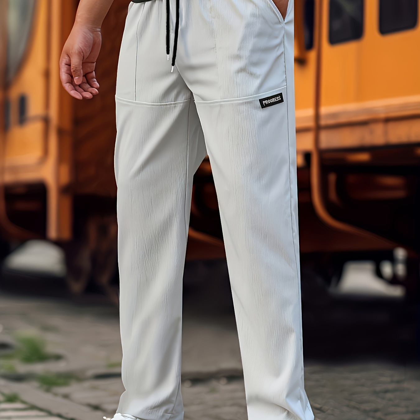 

Men's Drawstring Sweatpants Loose Fit Pants Men's Casual Baggy Pants Straight Leg Trousers For Spring Summer Sports Wear