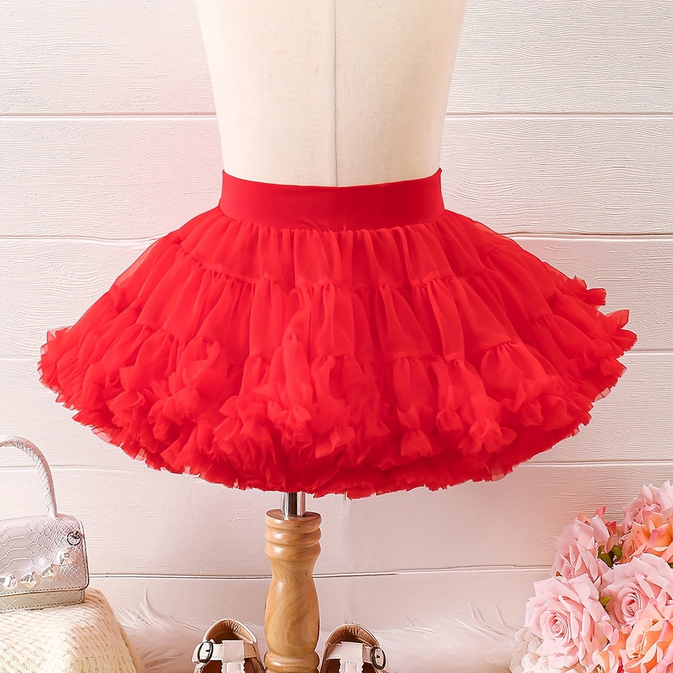 

Puffy Tutu Skirt For Girls, Soft & Stretch Waist Holiday Christmas New Year Skirt