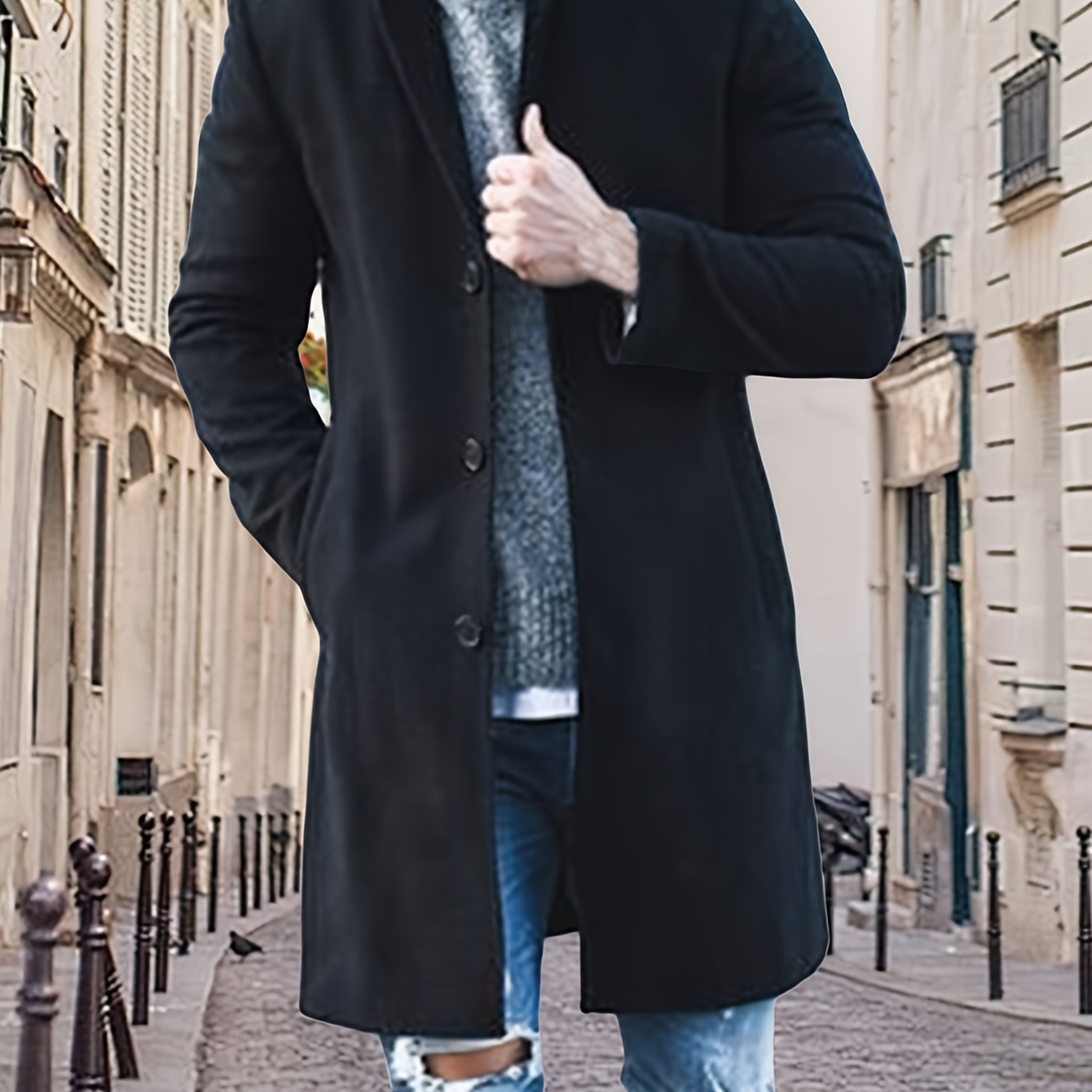 

Manteau long à , unie, l'hiver et , décontracté, et l'extérieur, cadeau.