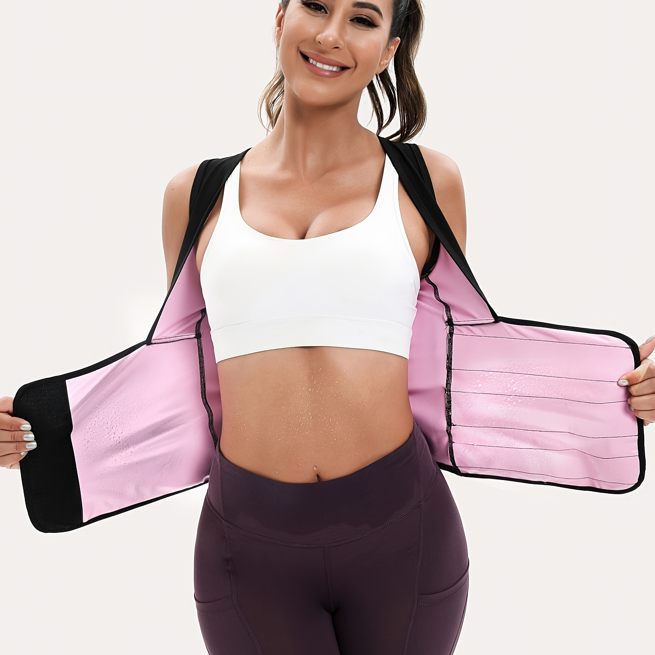 Women's Sweat Sauna Sports Vest, Slimming Hook & Loop Body-shaped Tank Tops, Stretchy Weight Loss Waist Trainer