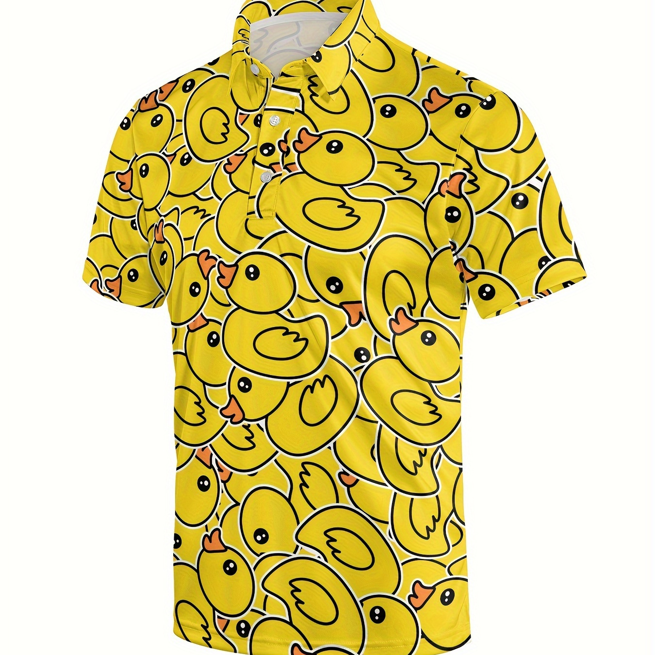 

Mens Polo Shirt Retro Yellow Rubber Ducks Cartoon Ducks Golf T-shirt, Soft Breathable Elastic Fabric Short Sleeve