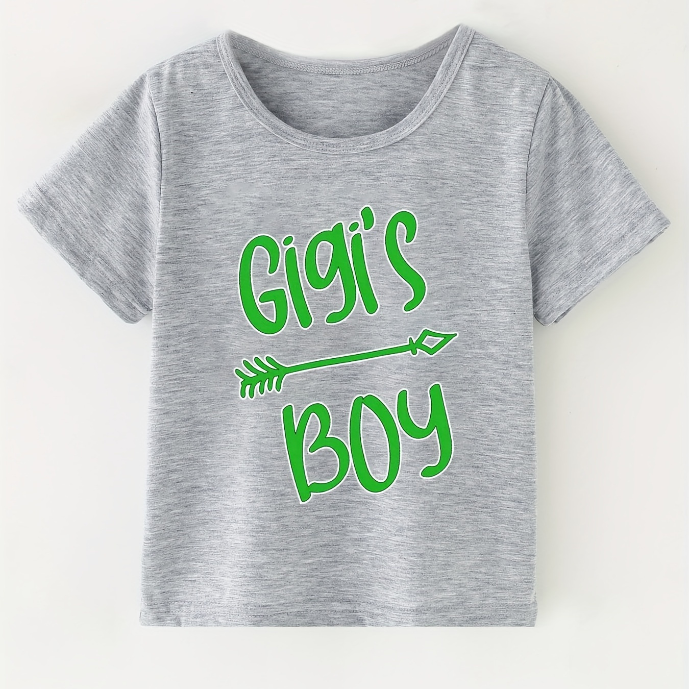 

Gigi's Boy Letter Print Boys Creative T-shirt, Casual Lightweight Comfy Short Sleeve Tee Tops, Kids Clothes For Summer