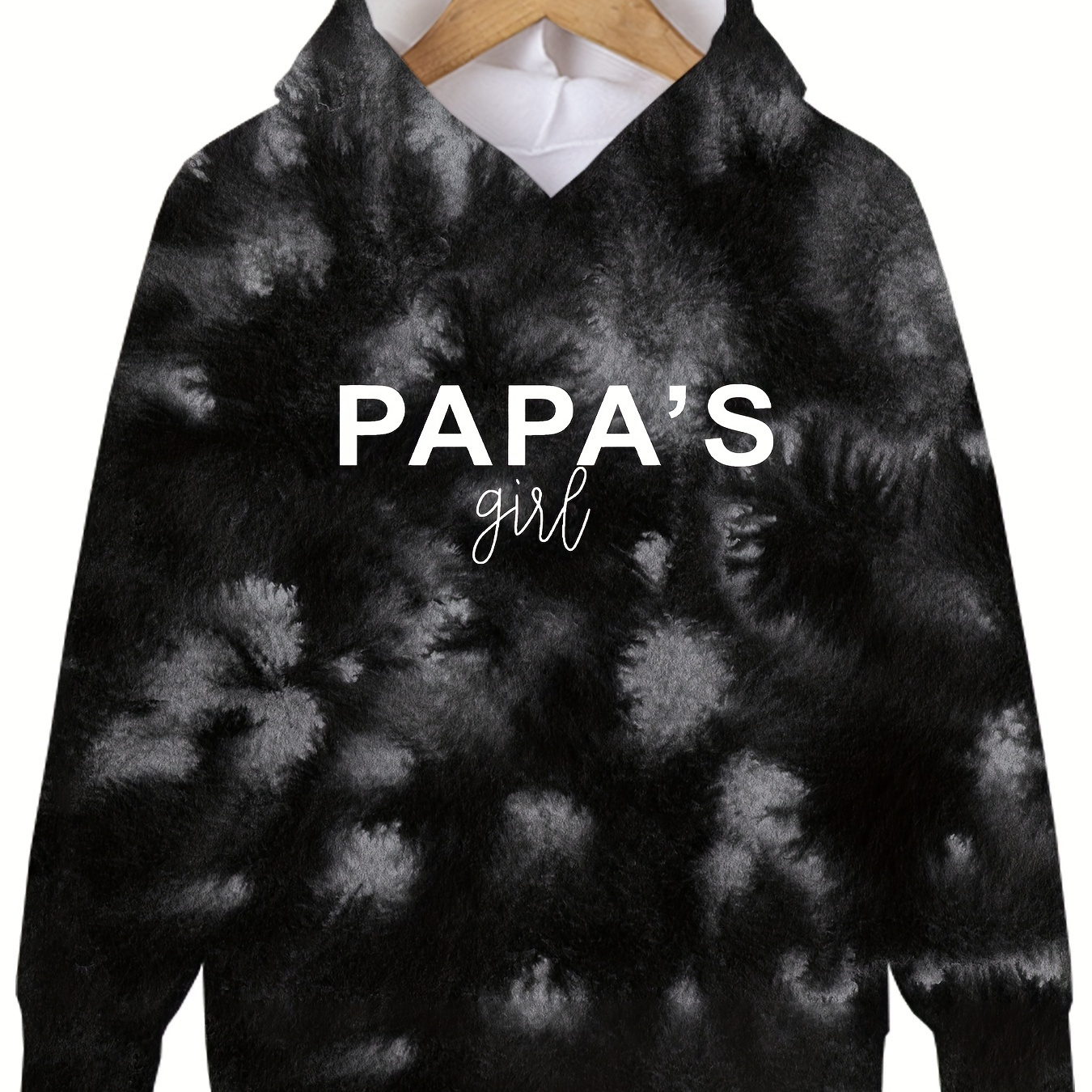 

Papa's Girl Print, Girls Trendy & Casual Long Sleeve Tie Dye Hoodie For Fall & Winter, Girls Clothes