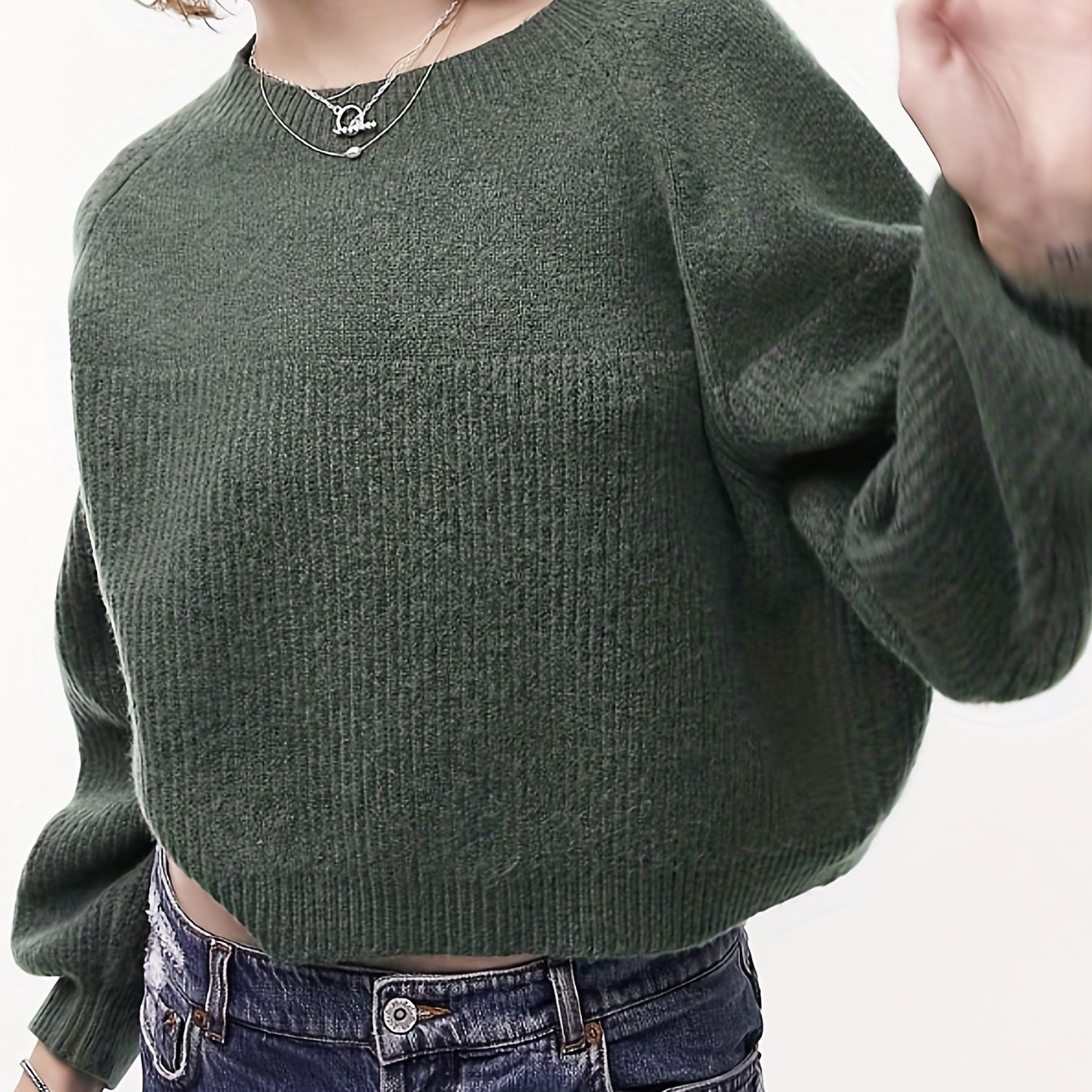 Dark green clearance cropped sweater