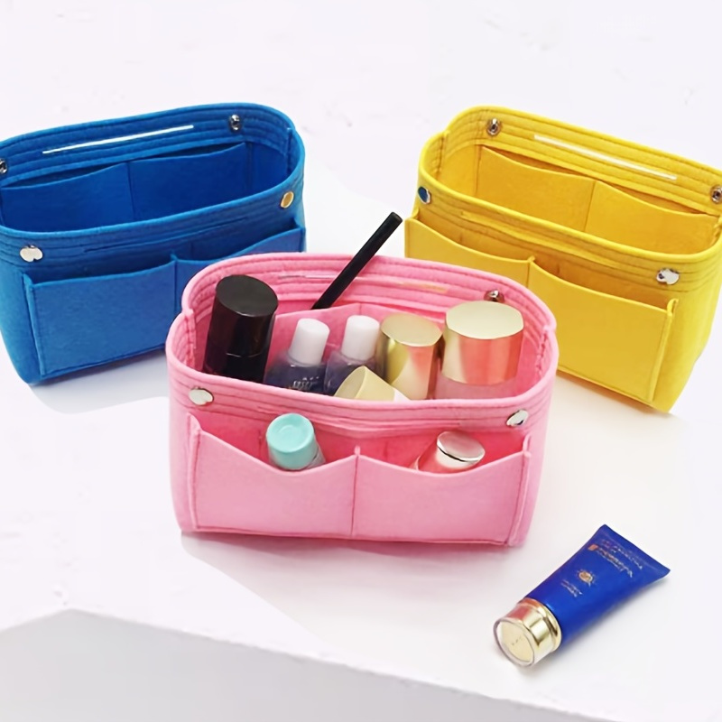 1pc Bag Felt Insert Minimalist Solid Pocket Front Bag Organizer With Snap  Button For Handbag Tote Bag Classic Inner Portable Makeup Bag Cosmetic Make  Up Accessories Tote Bag For Teen Girls Women