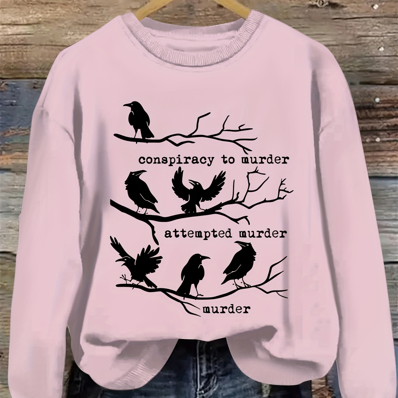 

Plus Size Bird Neck Pullover Sweatshirt, Casual Long Sleeve Sweatshirt For Fall & Winter, Women's Plus Size Clothing