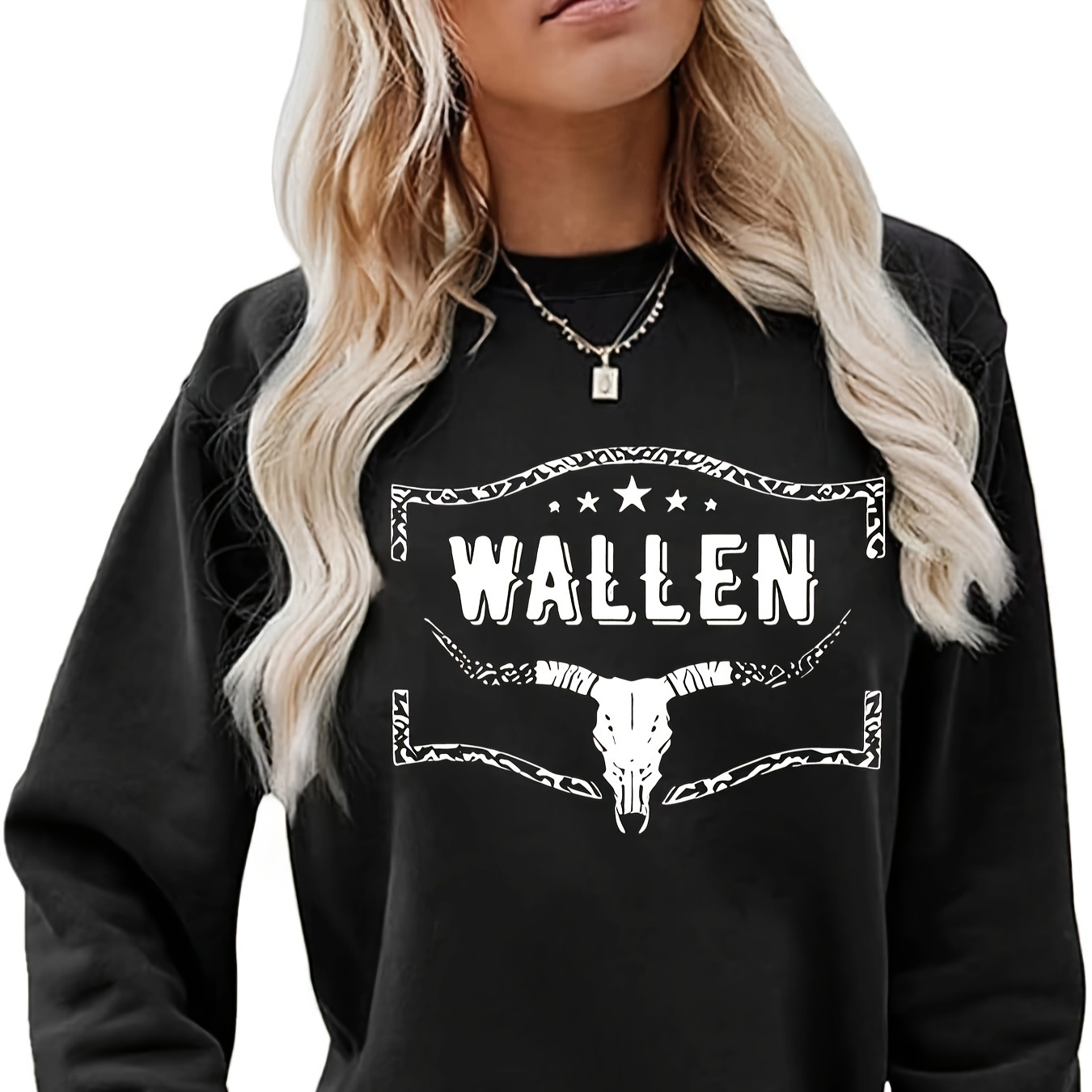 

Ull Skull Sweatshirt, Long Sleeve Sweatshirt, Women's Clothing