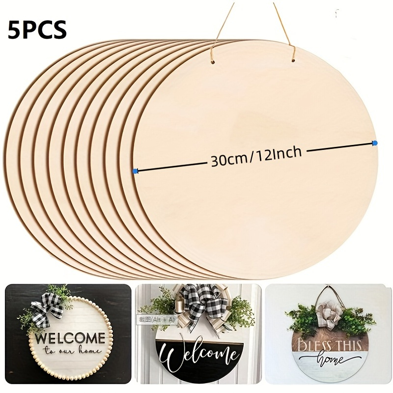 

12 Inch Wood Circles For Crafts, 5pcs Crafts Wood Rounds, Diy Wooden Blanks For Christmas Projects, Door Hanger, Wood Burning, Painting, Valentines Crafts, Home Decorations