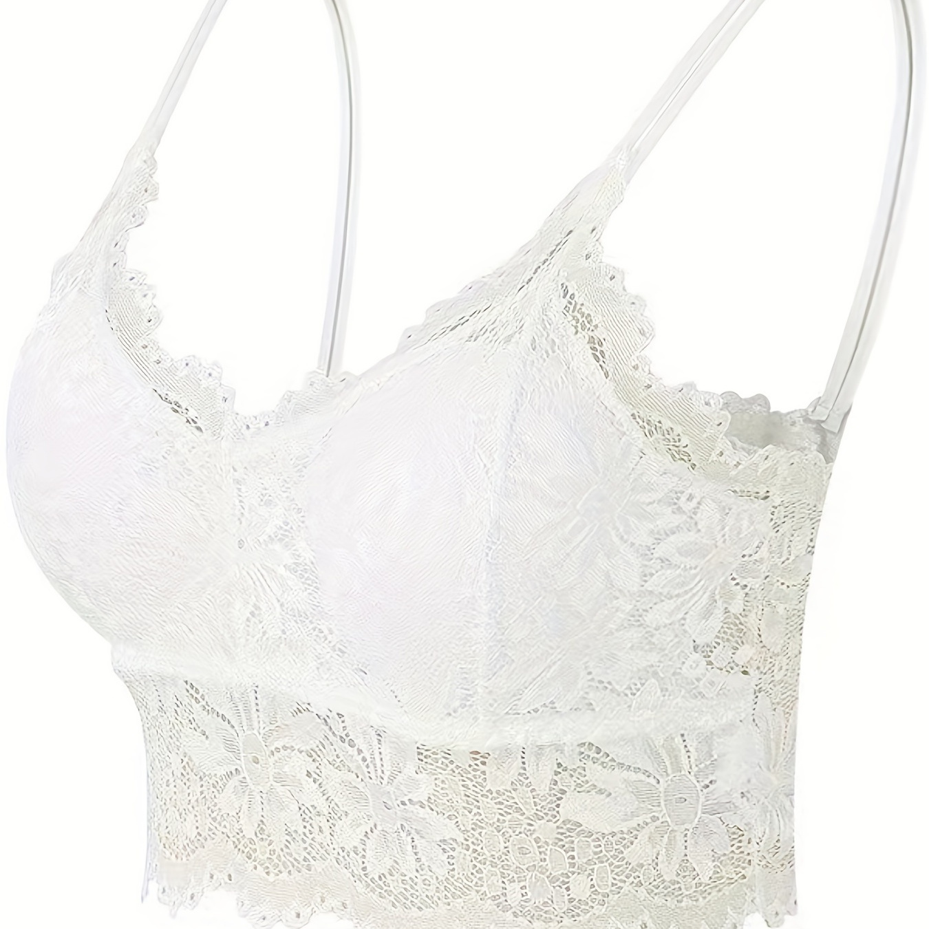 

Contrast Lace Wireless Bralette, Scallop Trim Lightweight Everyday Bra, Women's Lingerie & Underwear