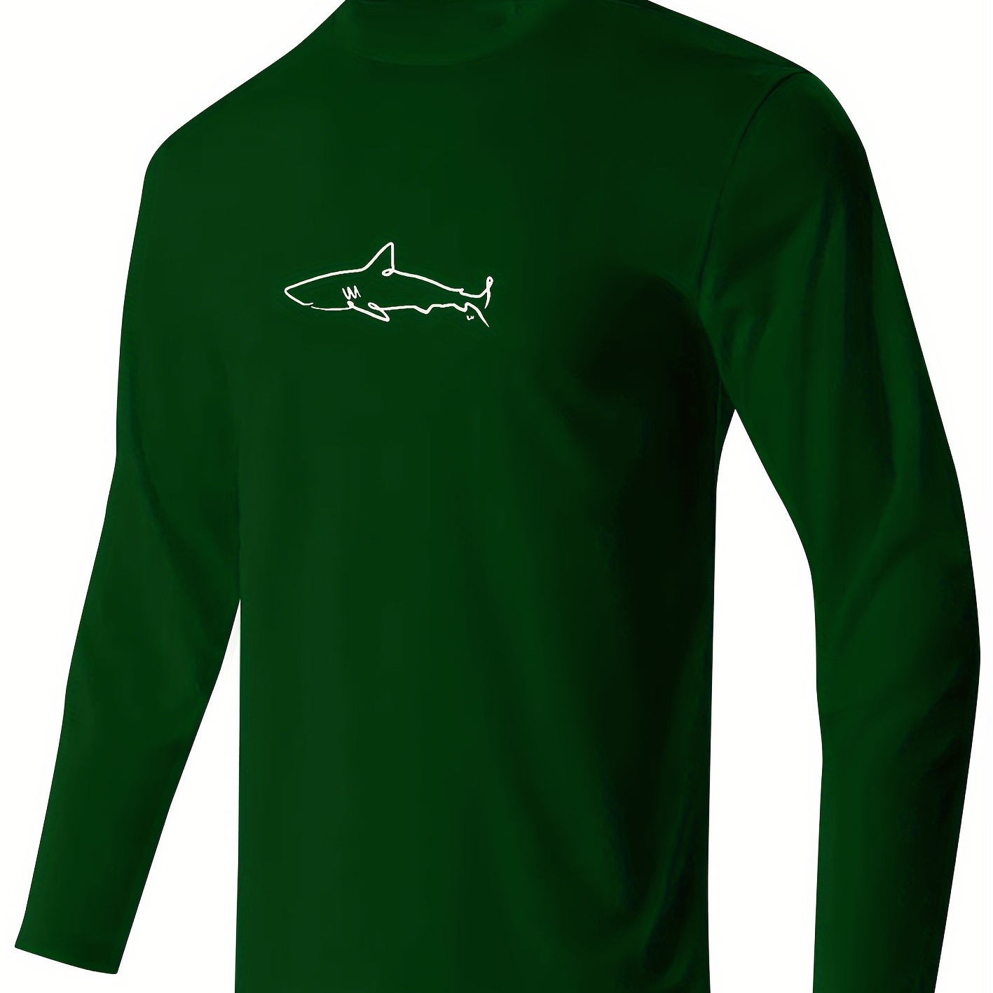 

Fish Print Men's Plus Size Long Sleeve Crew Neck T-shirt, Casual Stylish Top For Spring And Autumn