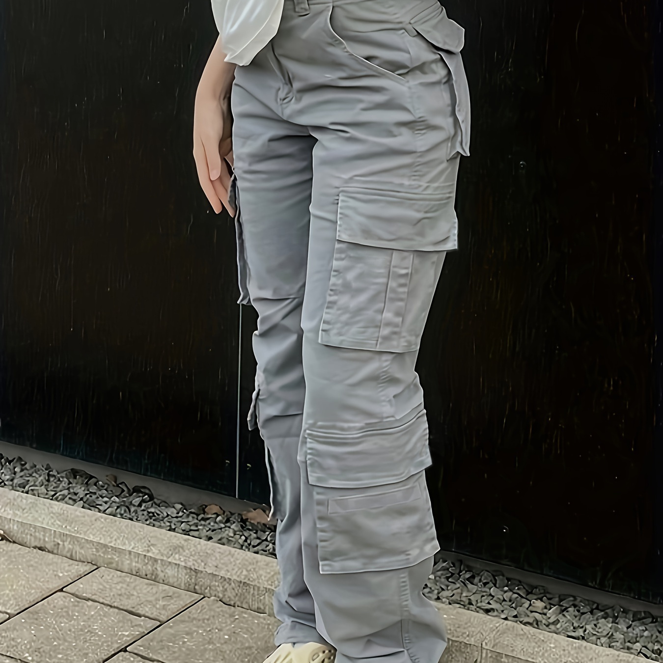 

Fashionable Gray Loose Work Pants