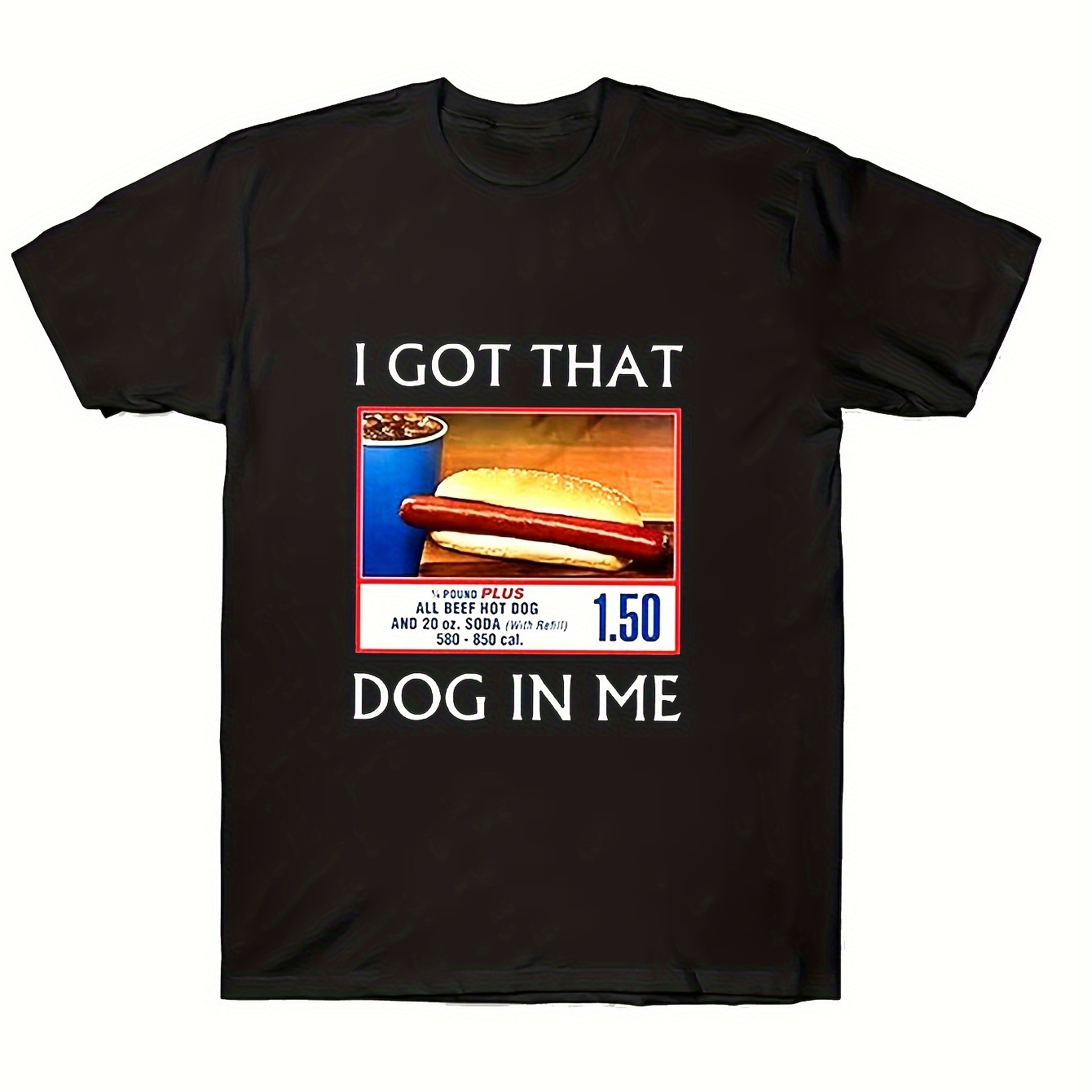 

Men's Cotton Graphic Tee With Hot Dog Print, Casual Style Short-sleeved T-shirt