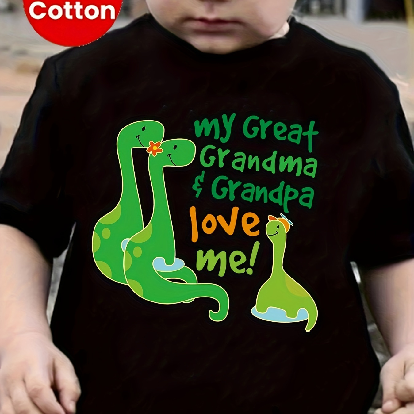 

Cute Dinosaurs And My Great Grandma & Grandpa Love Me Letter Print Boys Comfortable Versatile Short Sleeve T-shirt Boys Tee Tops