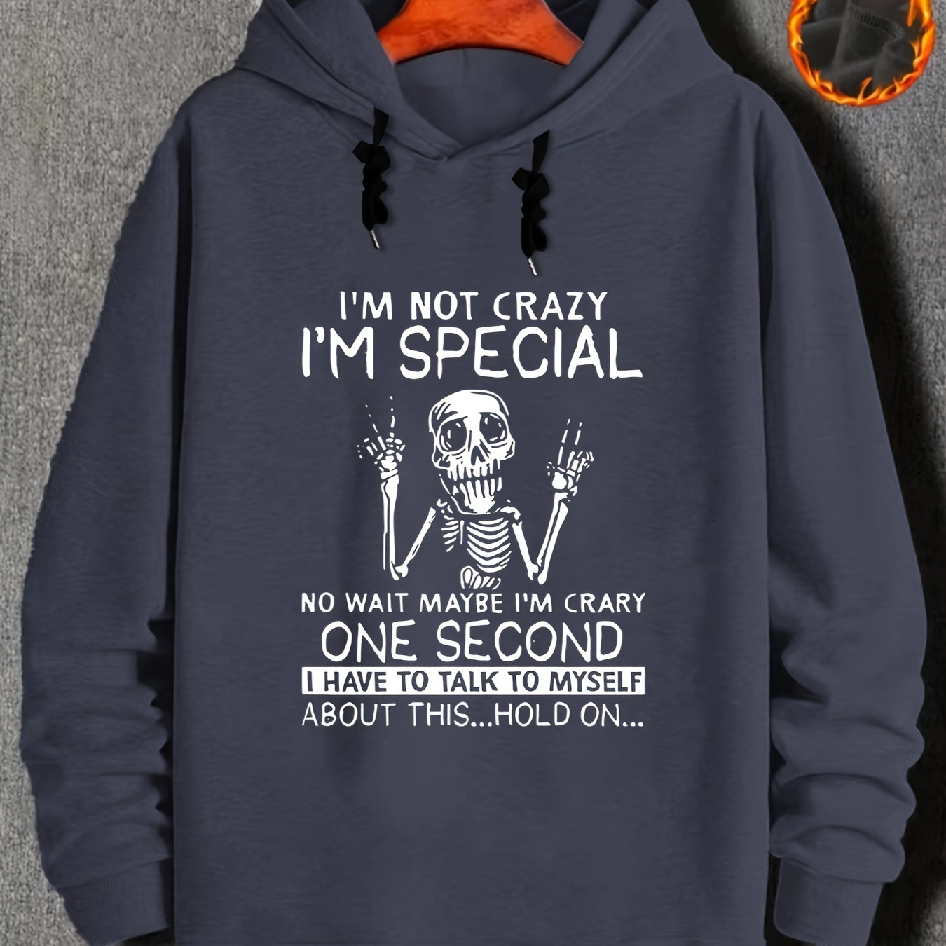 

Plus Size Men's "i'm Special" & Skeleton Print Hooded Sweatshirt Fashion Casual Hoodies For Fall Winter, Halloween Men's Clothing