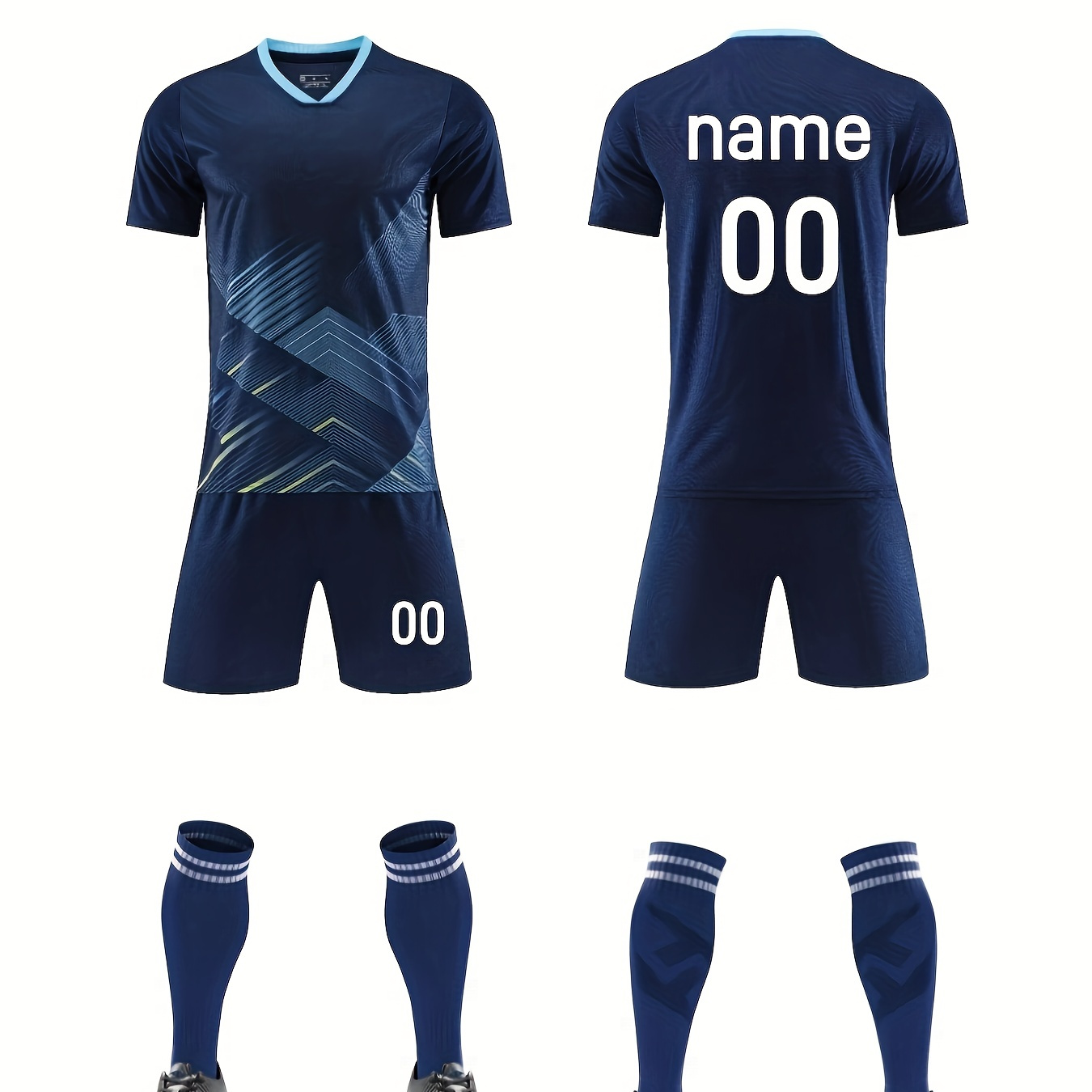 

Custom Soccer Jersey & Training Set For Adults And Teens - Quick-dry, Sweat Absorbent T-shirt, Shorts With Socks - Sports & Outdoor Activities