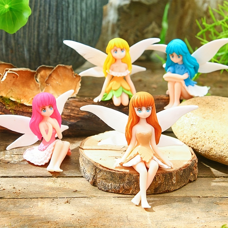 TBOLINE Mini Fairy Figurines Elf Set Resin Miniatures Garden