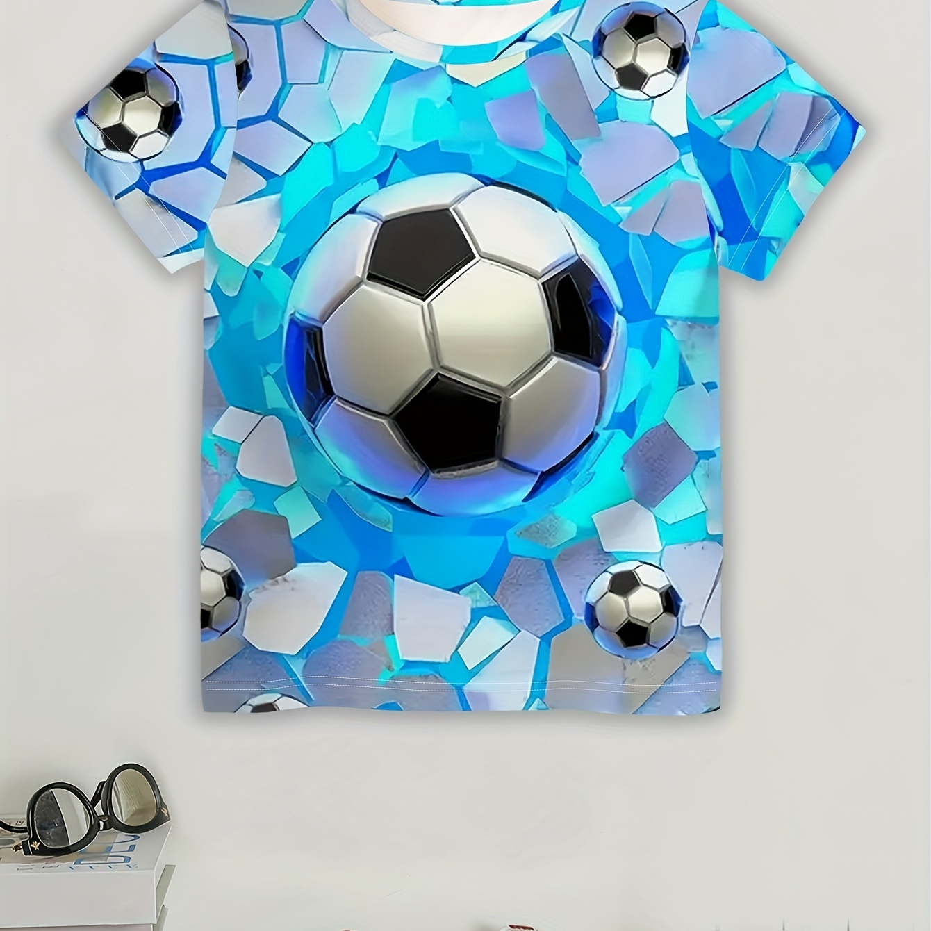 

Boy's Soccer 3d Print Cute T-shirt Clothing Casual Round Neck Short Sleeve Comfy Outdoors Clothes For Kids