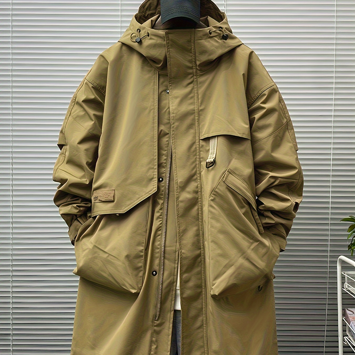 

Men's Mid-length Loose Outdoor Windproof Hooded Jacket In A Trendy Workwear Style For Spring And Autumn, Korean .