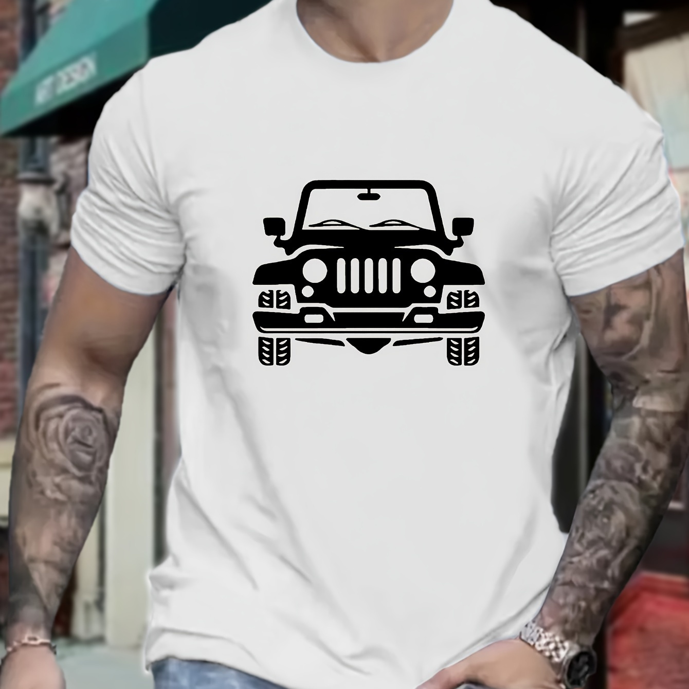 

Plus Size Men's Anime Car Graphic Print T-shirt For Summer, Fashion Casual Short Sleeve Tees For Big & Tall Males