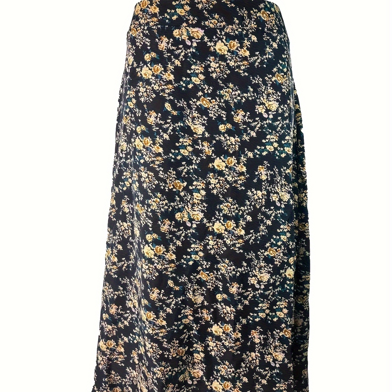 

Floral Print Split Thigh High Waist Skirt, Elegant Loose Skirt For Spring & Summer, Women's Clothing