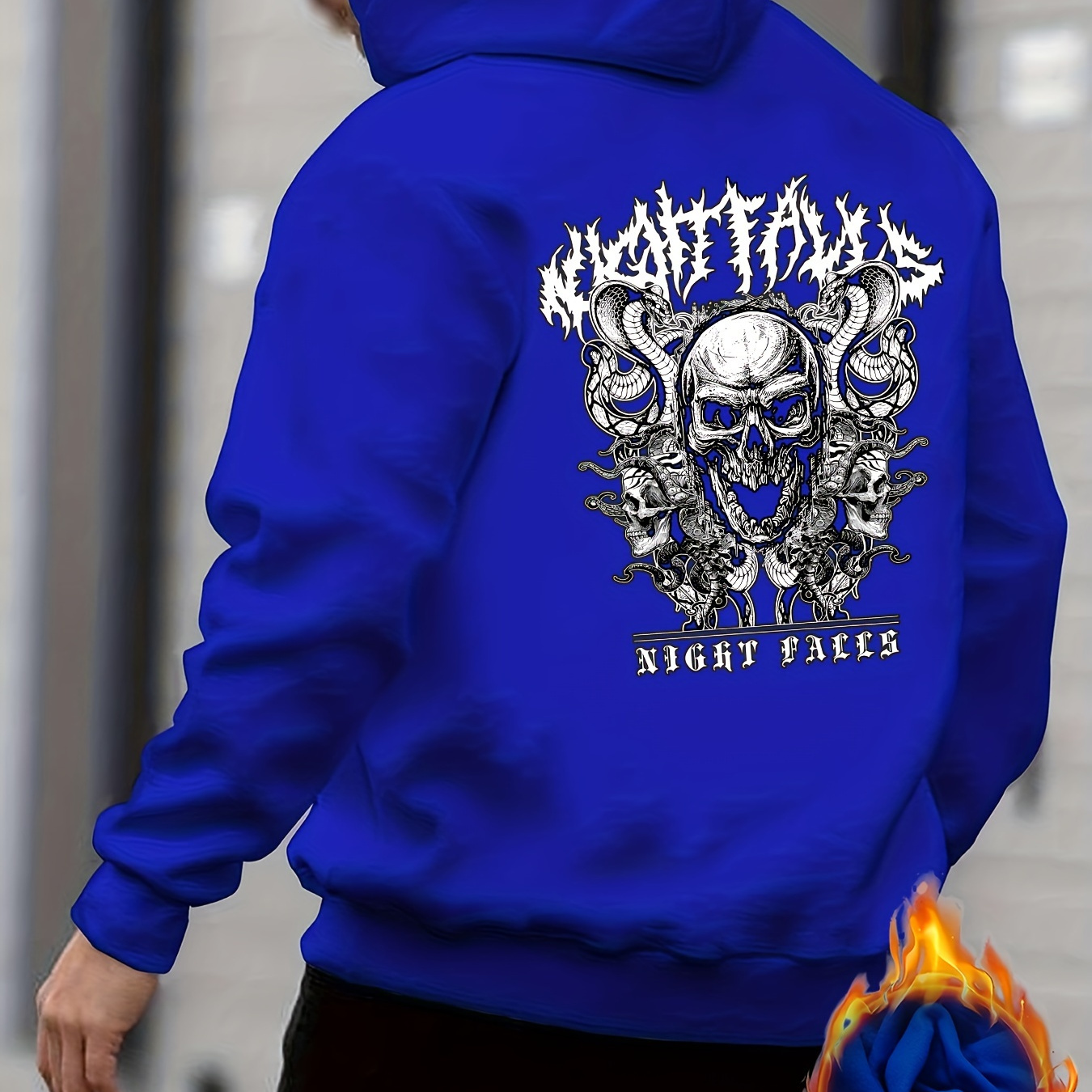 

Skull Print Hoodie, Cool Hoodies For Men, Men's Casual Graphic Design Hooded Sweatshirt Streetwear For Winter Fall, As Gifts