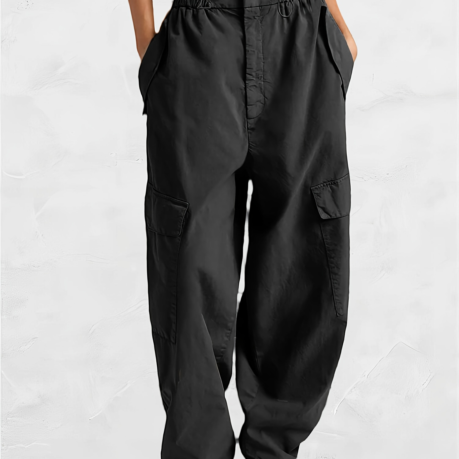 

Women's Wide Leg Cargo Pants Baggy Smocked Waist Fashion Pants With Pockets