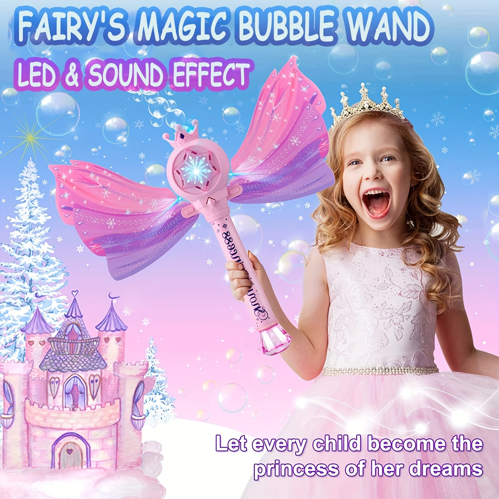 Snowflake Magic Wand Electric Fairy Bubble Stick Automatic Glowing