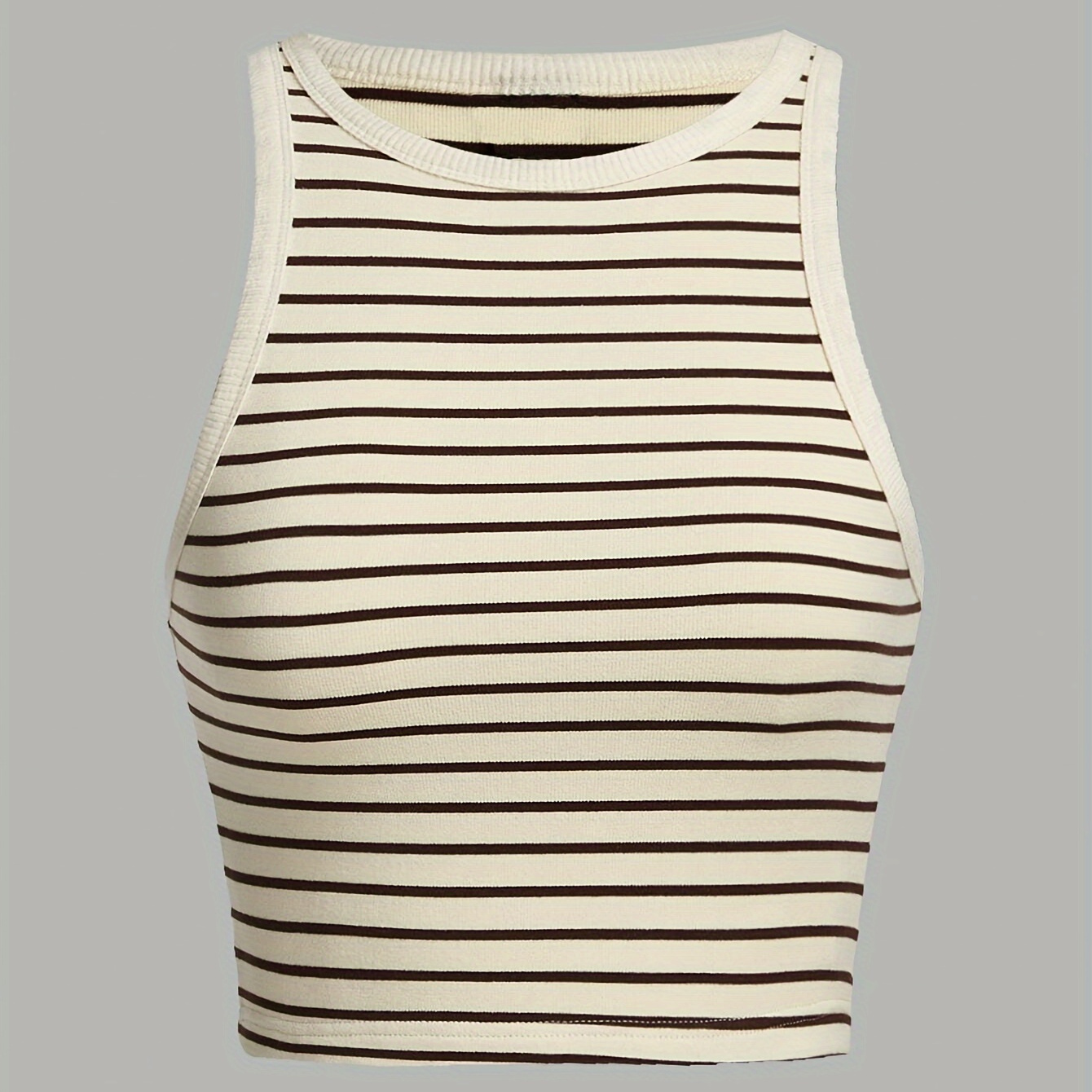 

Striped Pattern Crew Neck Tank Top, Casual Sleeveless Tank Top For Summer, Women's Clothing