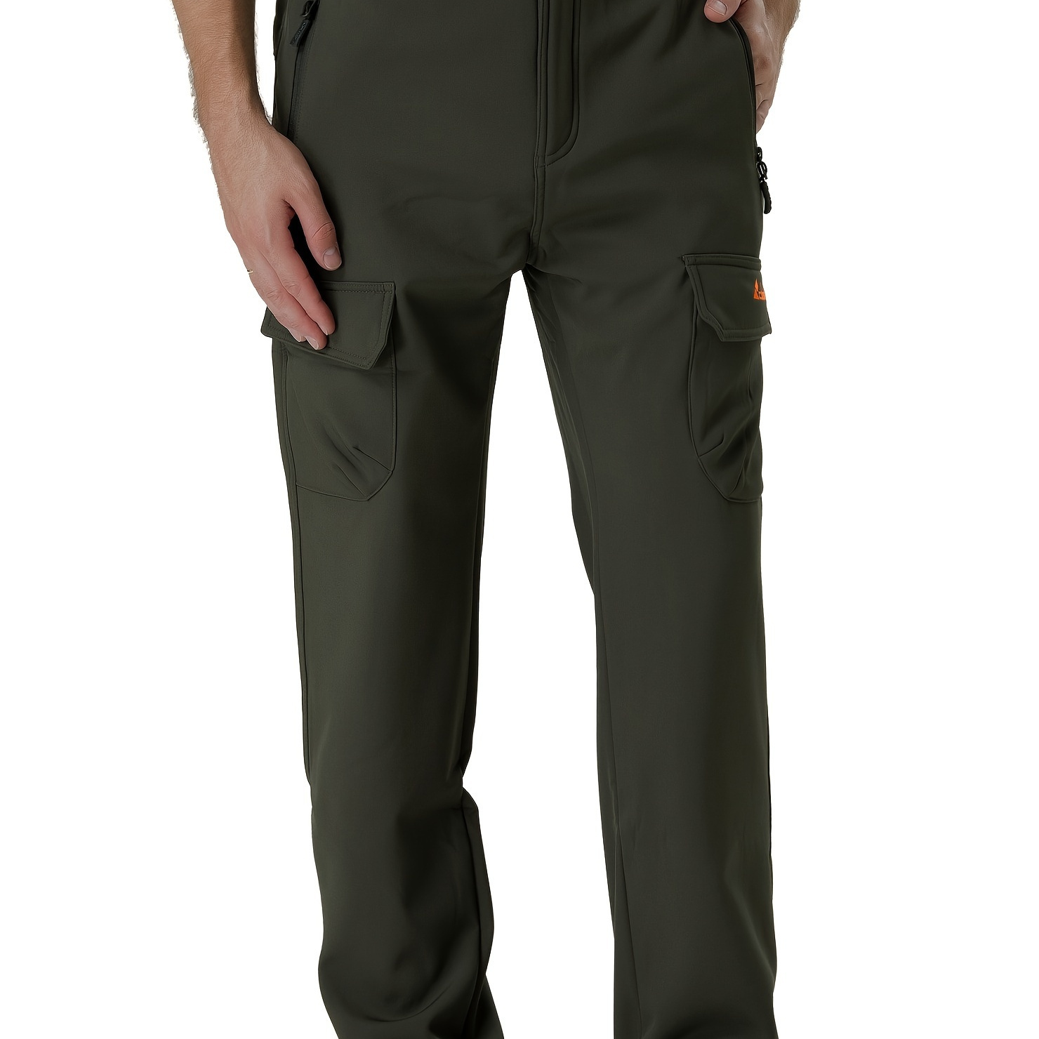

Pocket Men's Plush Thick Straight Leg Cargo Pants, Windproof Waterproof Warm Casual Outdoor Pants, Mens Work Pants For Hiking