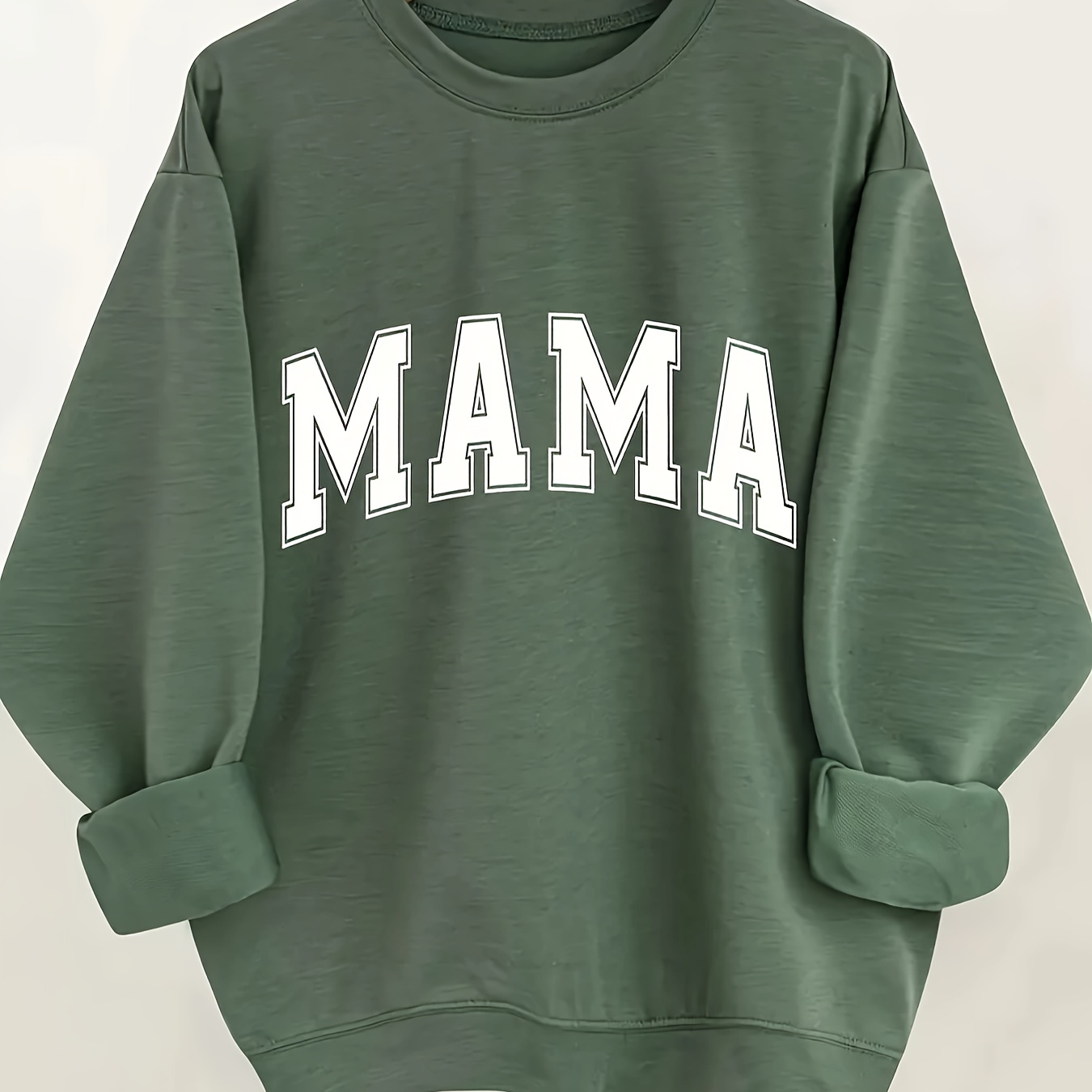 

Fun Letter Mama Print Pullover Sweatshirt, Casual Long Sleeve Crew Neck Sweatshirt For Spring & Fall, Women's Clothing