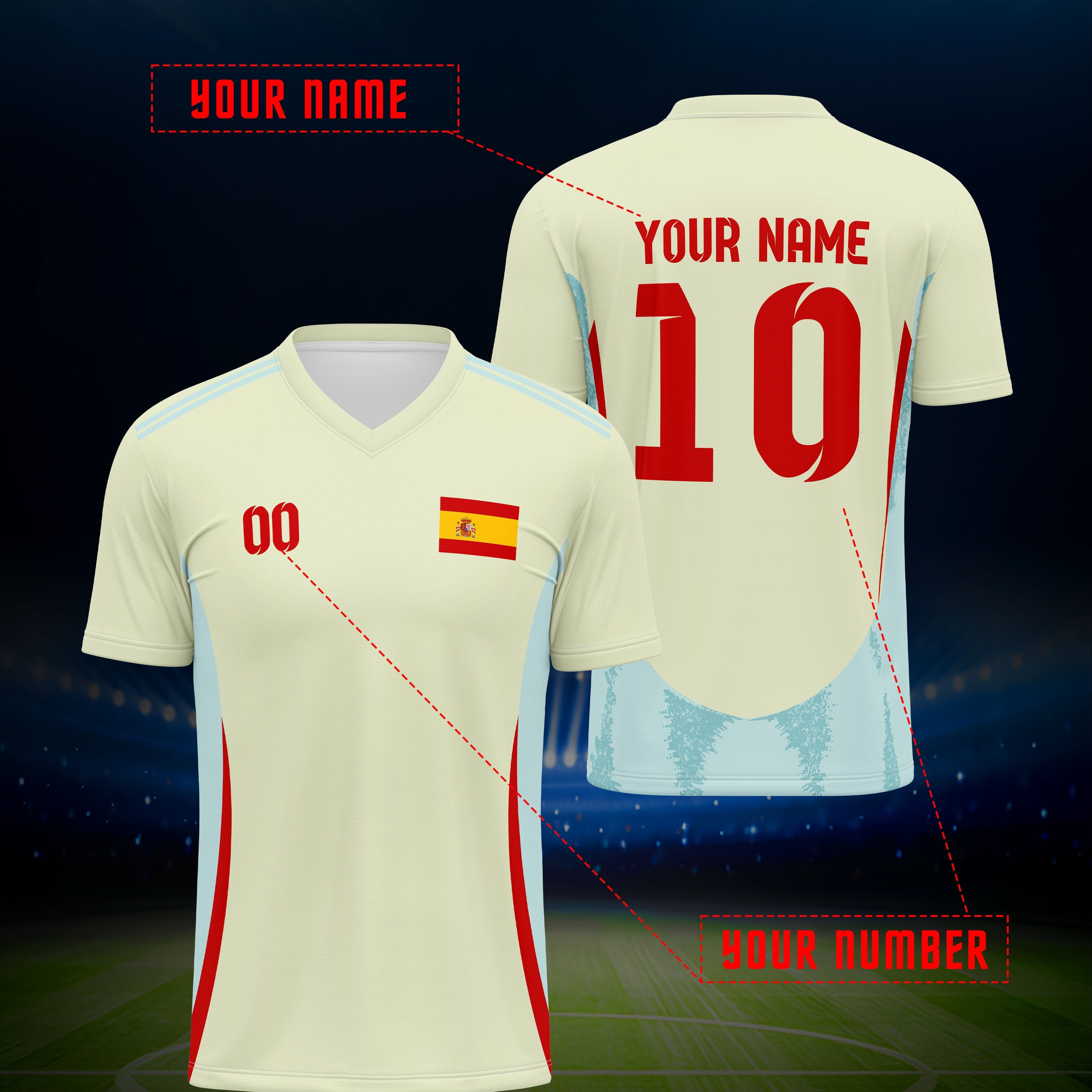 

Customizable V- Jersey - , Fit Personalized & For Parties And