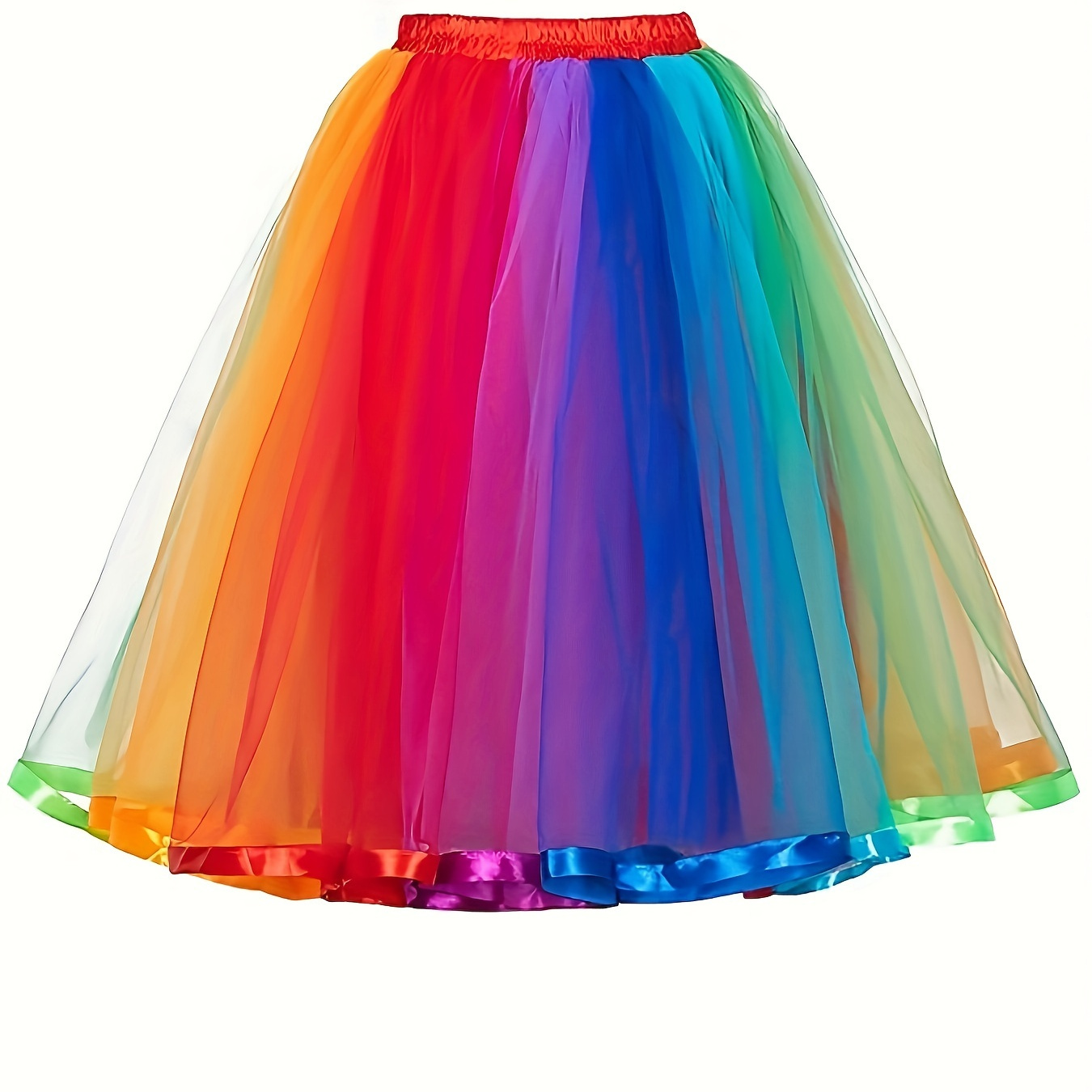 

Elastic Waistband Colorful Tutu Skirt, Flare Tulle Layered Skirt For Party, Women's Clothing