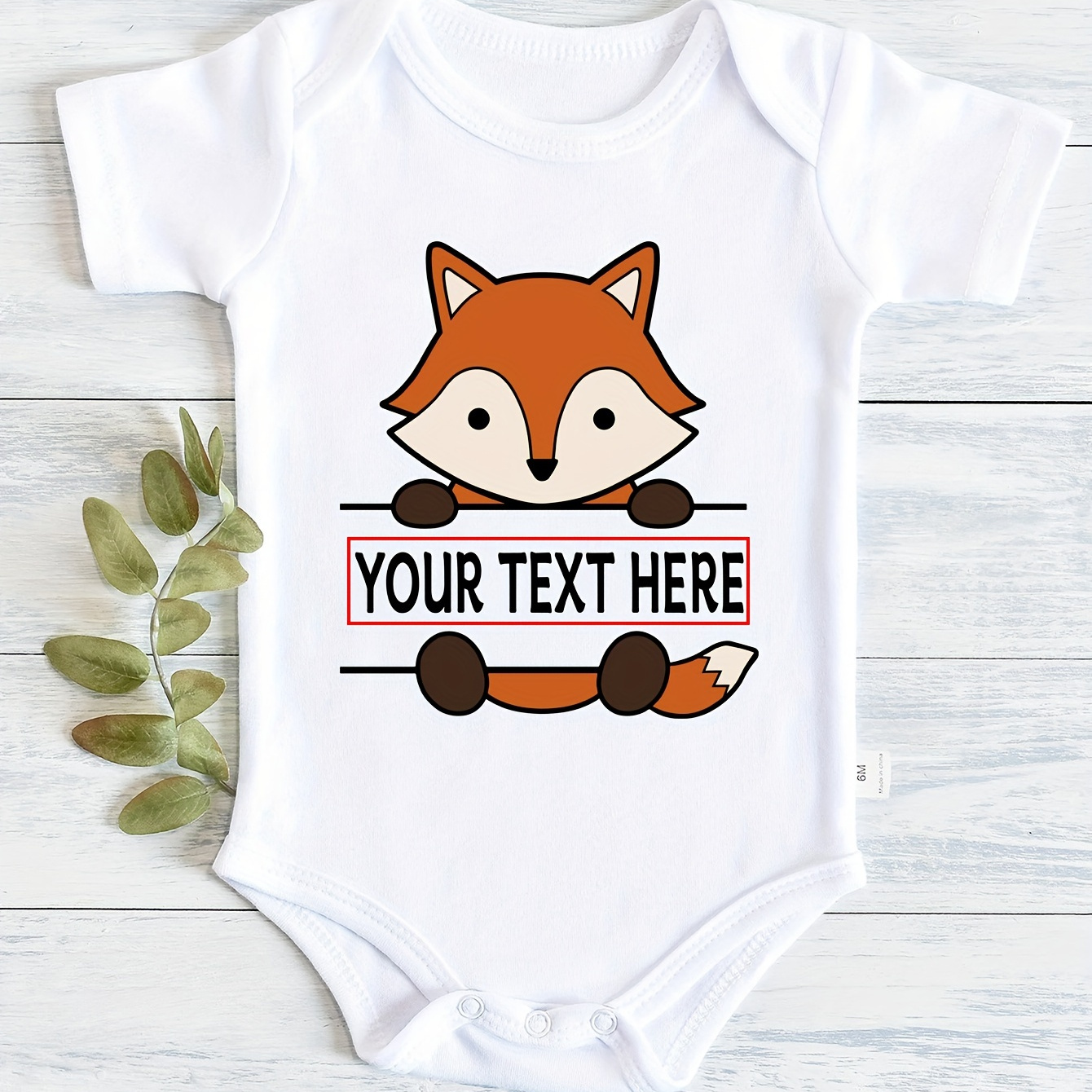 

Barboteuses pour bébé en coton à 100%, personnalisation du et impression de dessin animé de renard, barboteuses pour bébé à col rond amples et décontractées