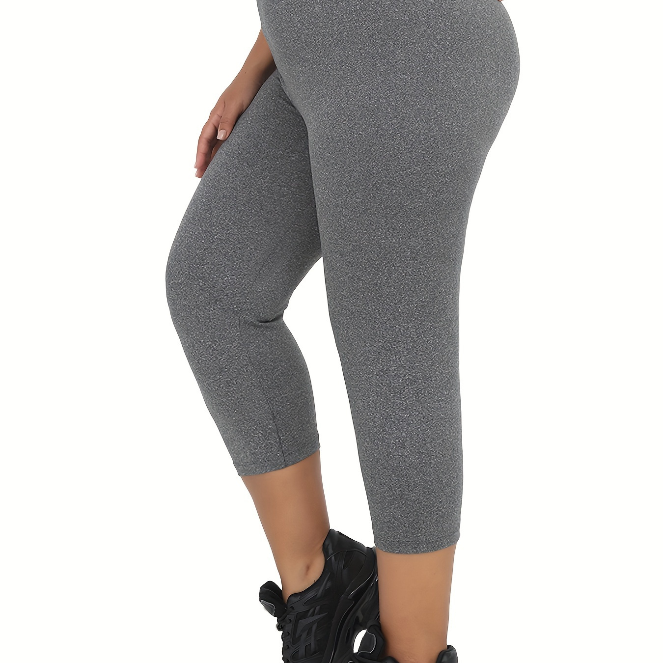 

Plus Size Super Soft Capri Pants For Women, No See Through Workout Running Yoga Athletic Leggings