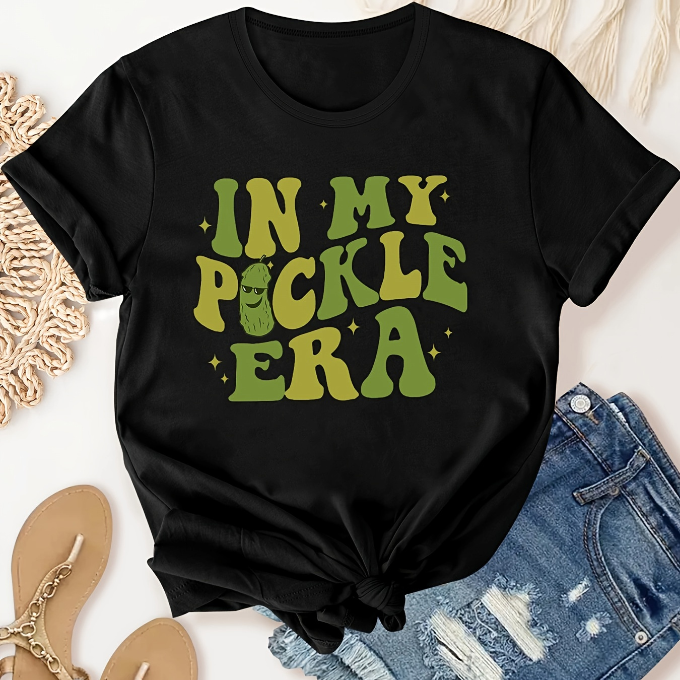 

Creative Slogan Pattern Crew Neck T-shirt, Casual Short Sleeve T-shirt For Spring & Summer, Women's Clothing