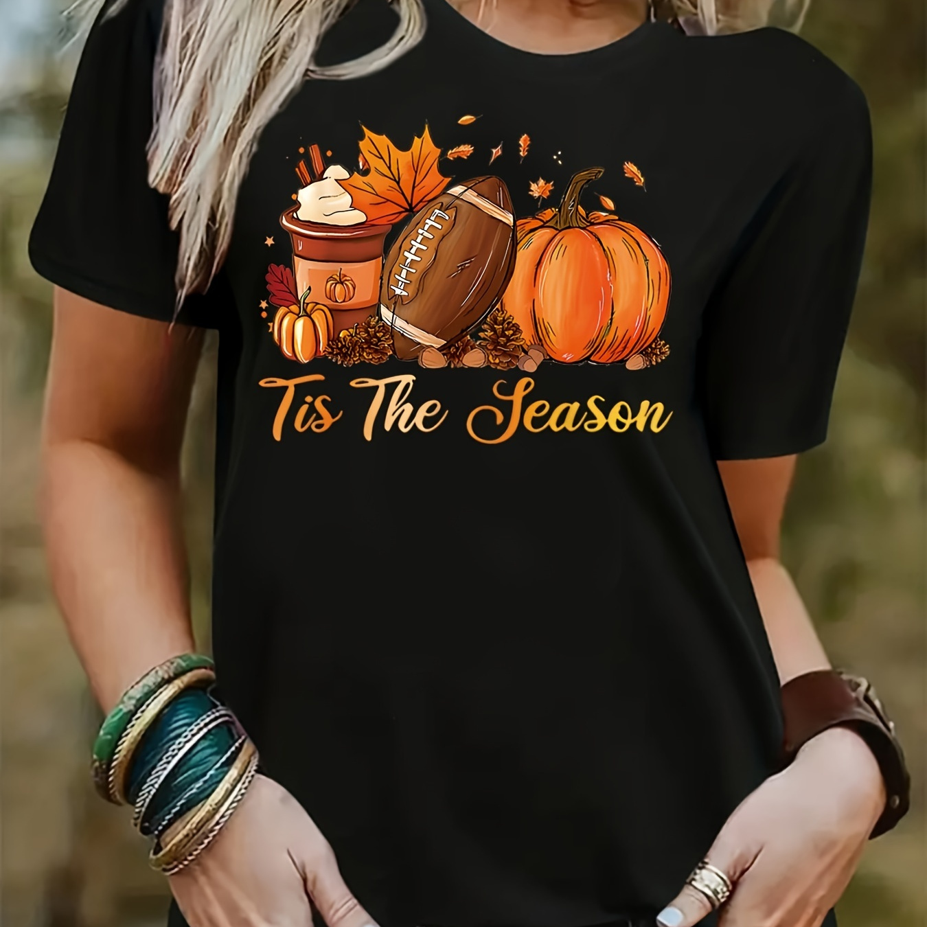 

Tis The " & Graphic Tee - , , Stretchy Polyester , - For Fall &