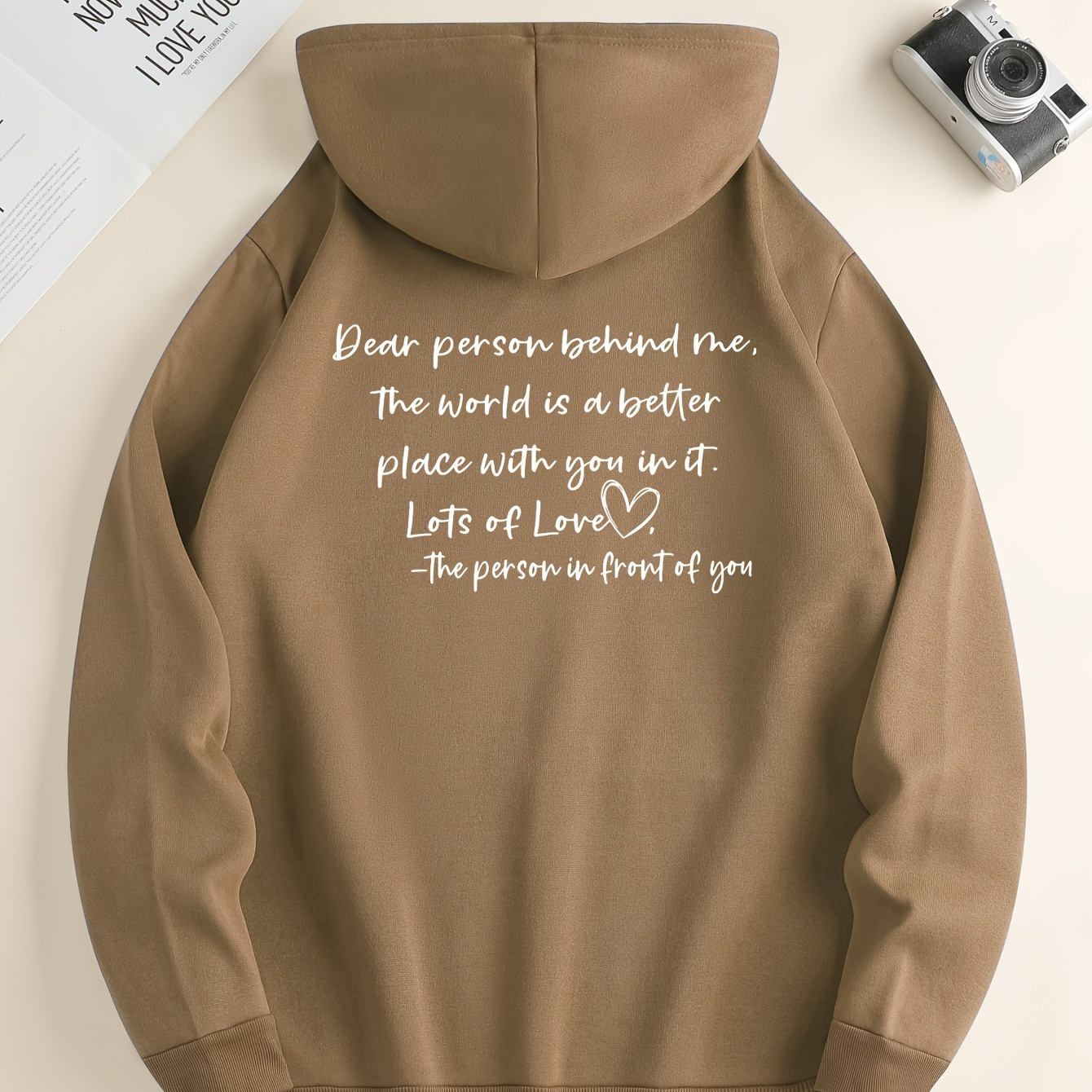 

Dear Person Behind Me Print Men's Pullover Hoodies With Kangaroo Pocket & Drawstring Long Sleeve Hooded Sweatshirt Loose Casual Top For Autumn Winter Men's Clothing As Gifts