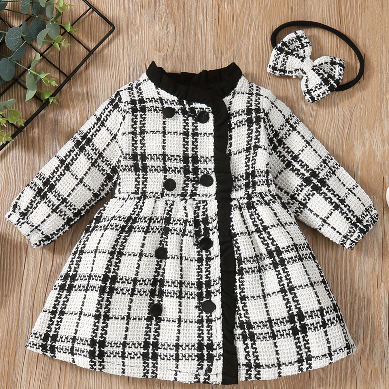 Baby girl black 2024 and white plaid dress