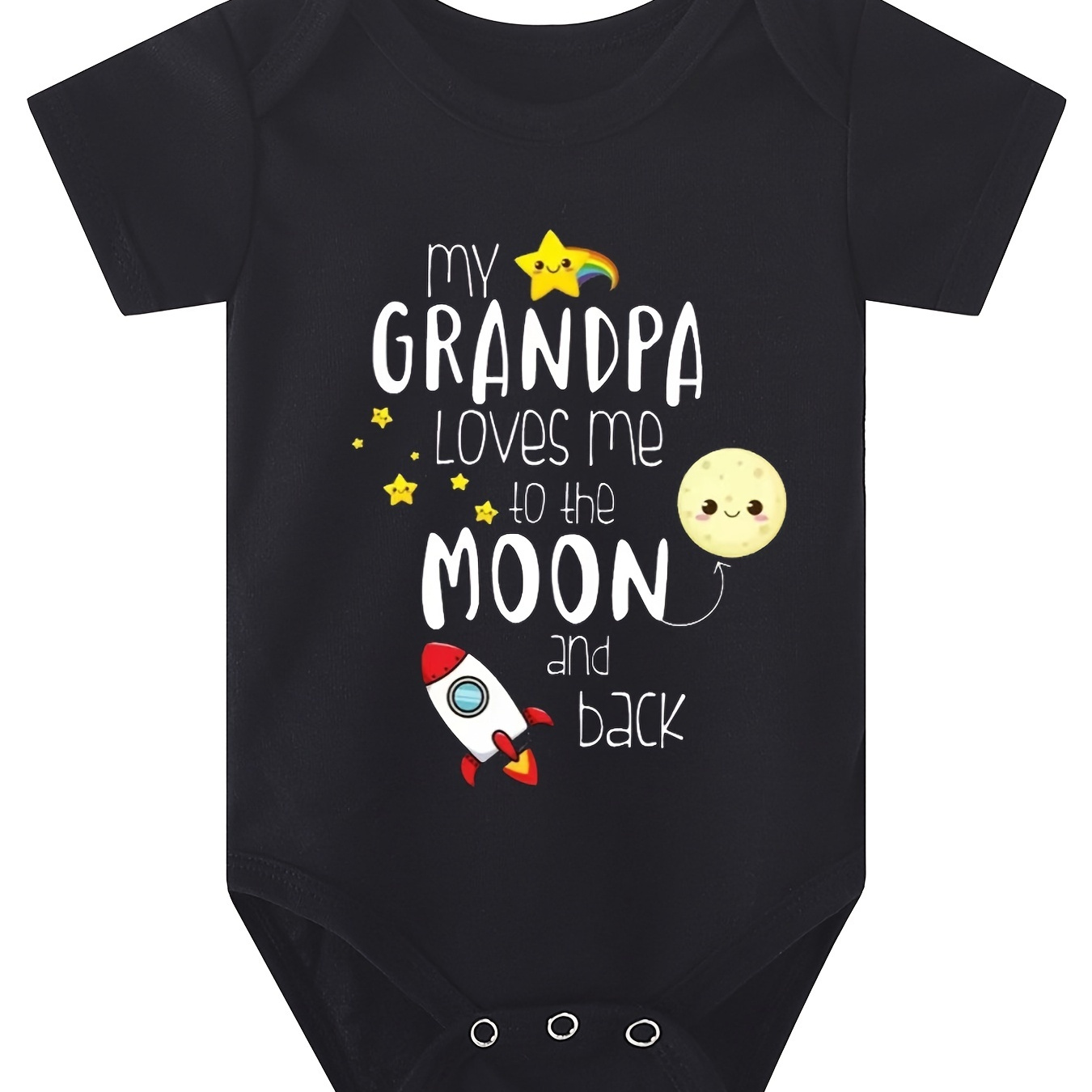 

my Grandpa Loves Me To The Moon" Grandfather's Gift Pregnancy Announcement Romper, Toddler's Cartoon Graphic Print Newborn Summer Onesie