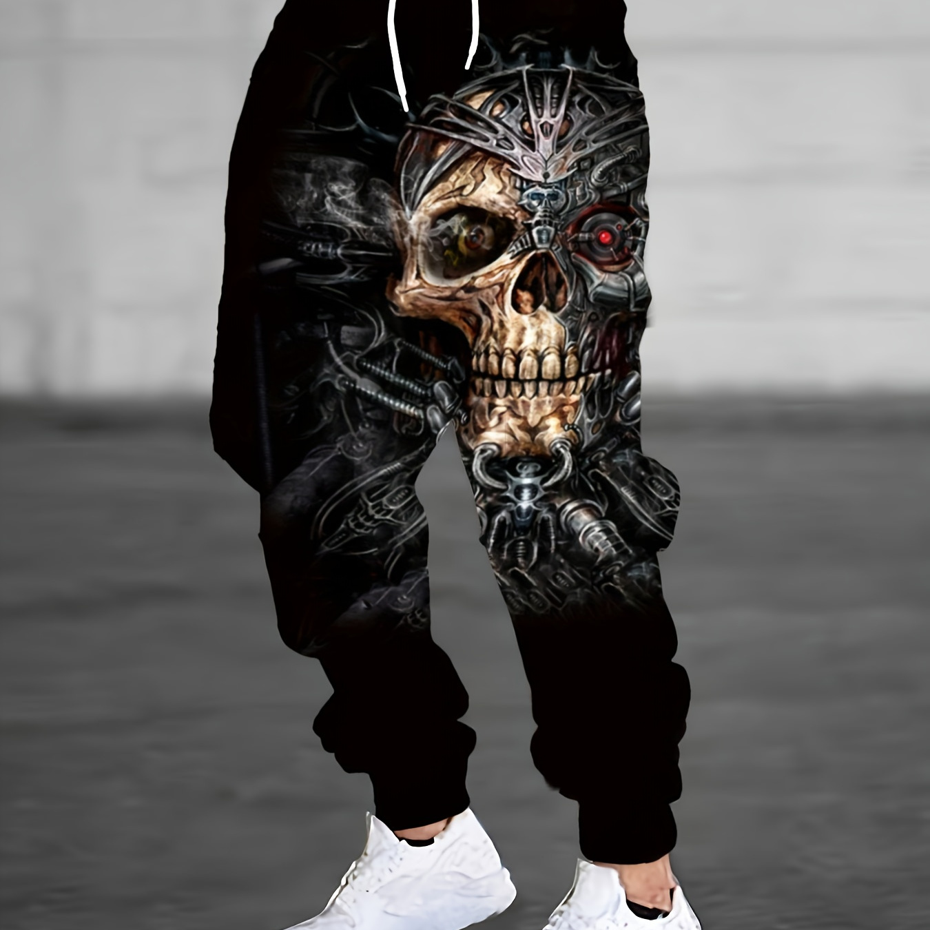 

Skull Print Drawstring Sweatpants Loose Fit Pants Men's Casual Joggers For Men Winter Fall Running Jogging